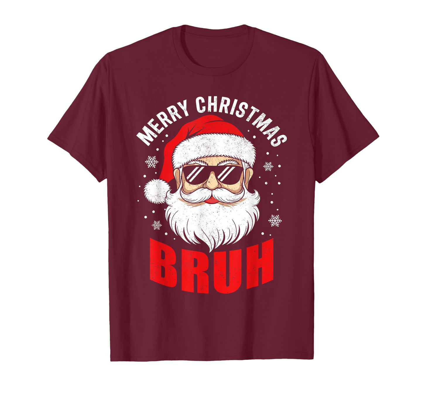 Bruh Merry Christmas Santa Face Funny Xmas Family Men Women T-Shirt