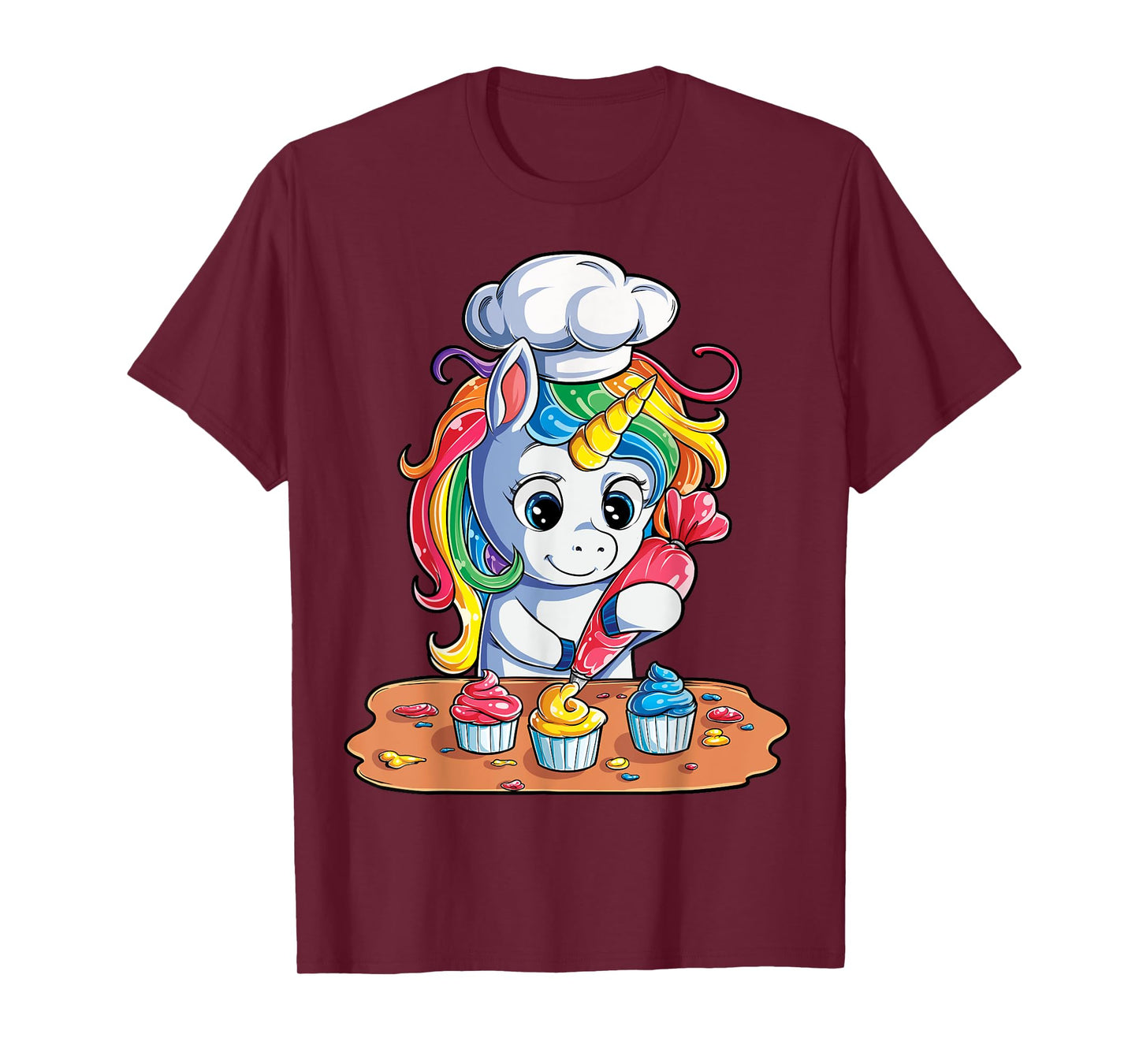 Unicorn Cupcake Funny Girls Kids Baking Cake Rainbow Gifts T-Shirt