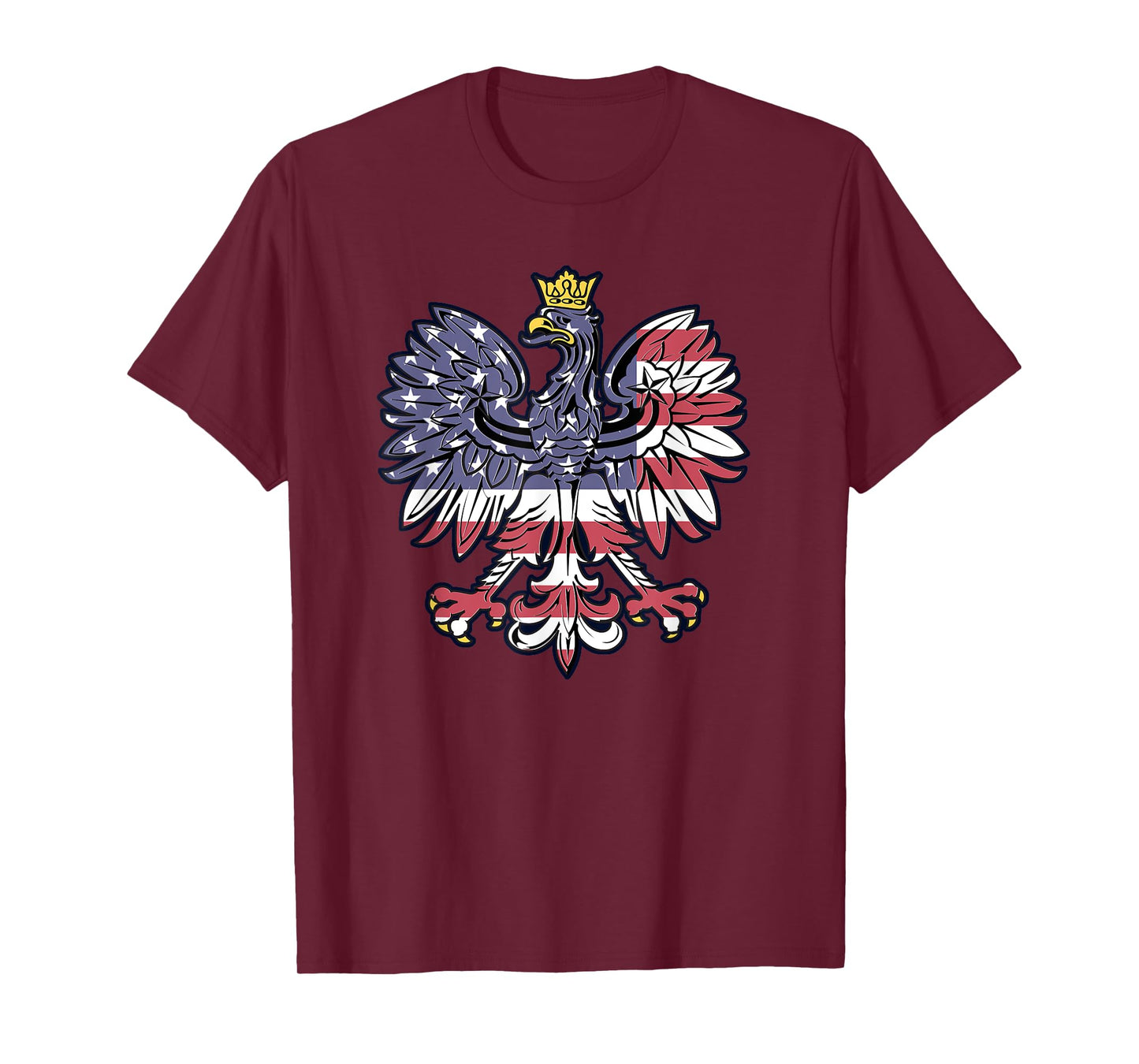 Polish Eagle American Flag Pride Falcon Gift T Shirt T-Shirt