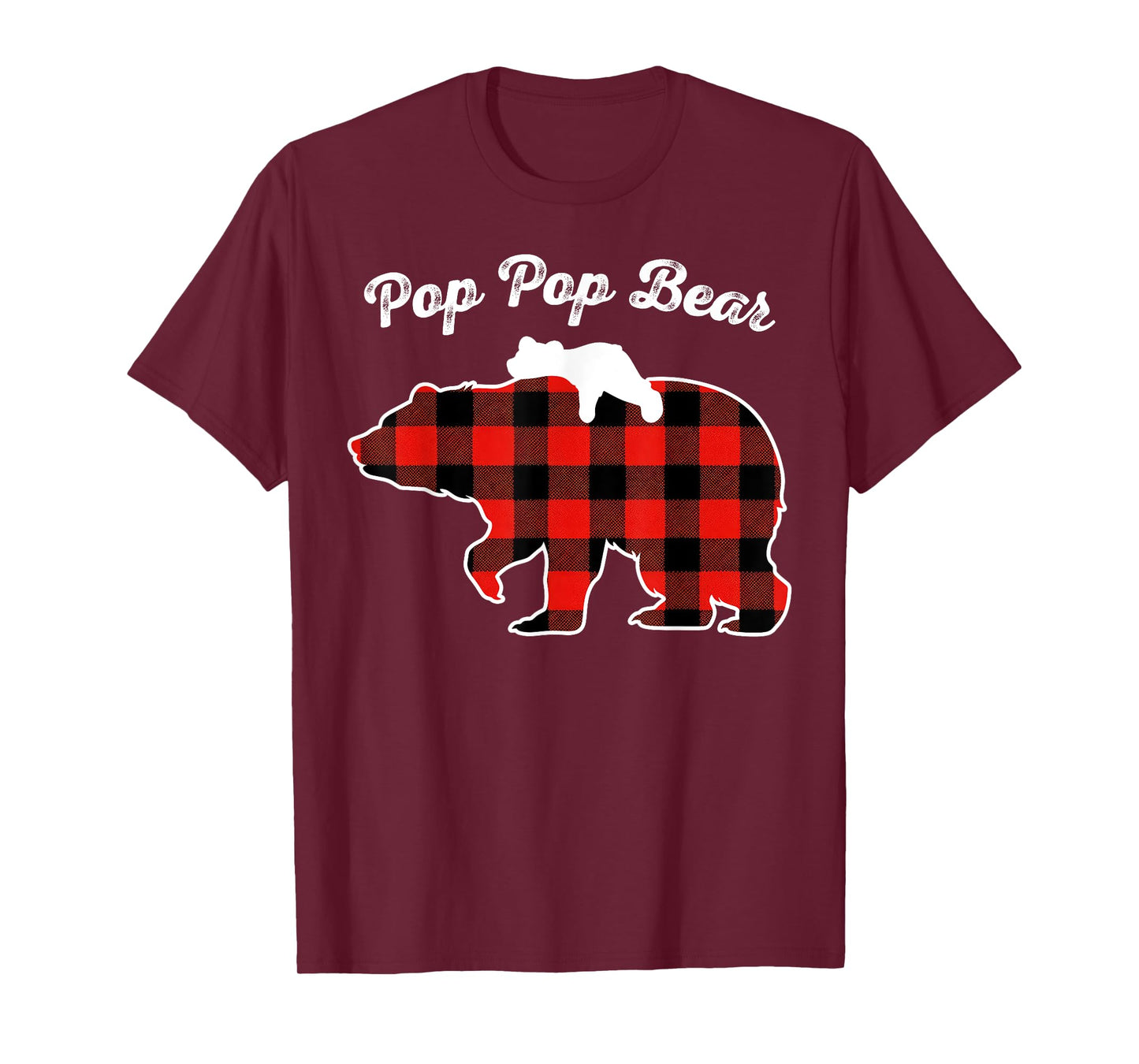 Pop Pop Bear Flannel Red Plaid Pajama Family Matching XMAS T-Shirt