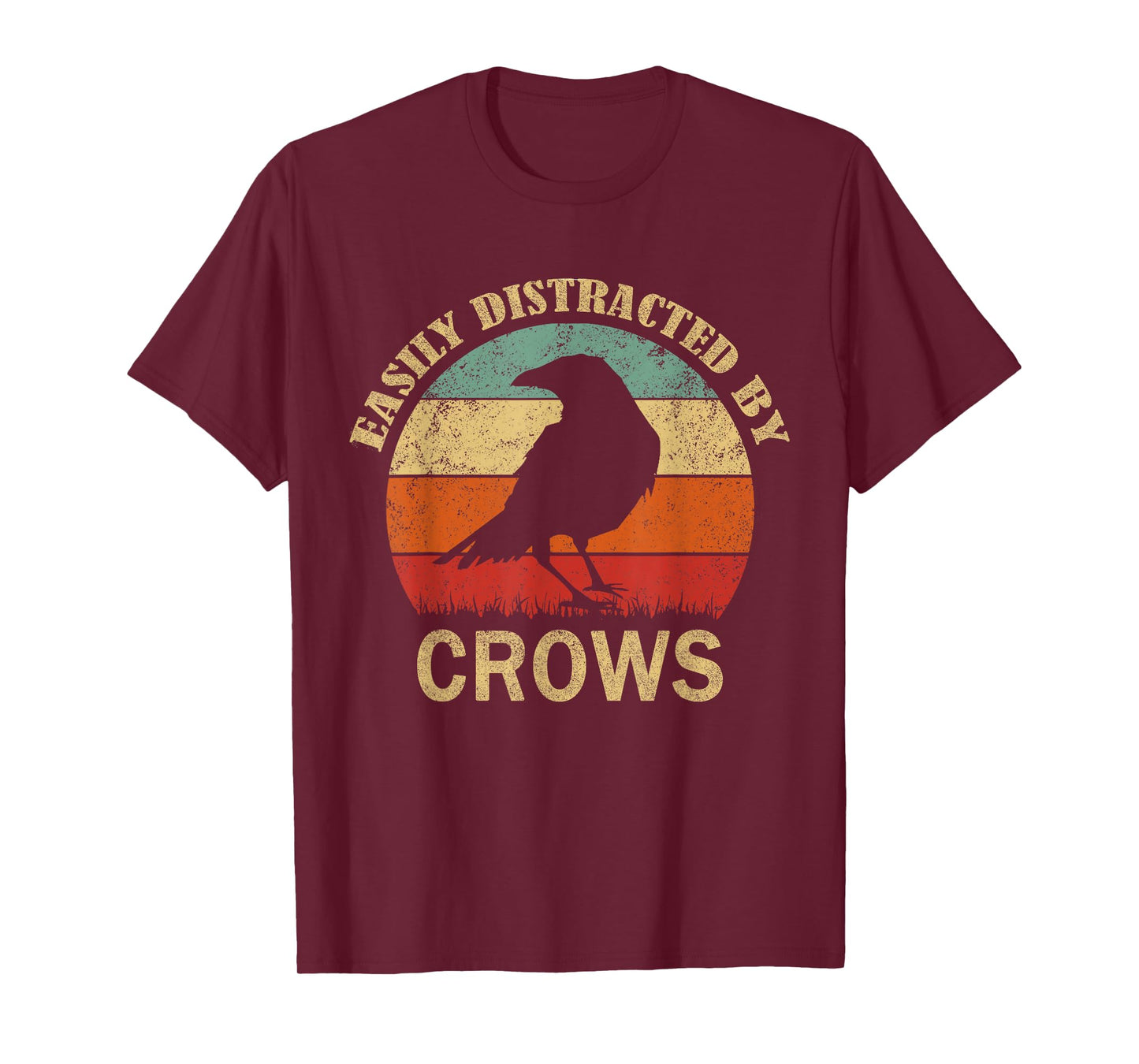 Easily Distracted By Crows | Retro Funny BIrd Lover Crow T-Shirt