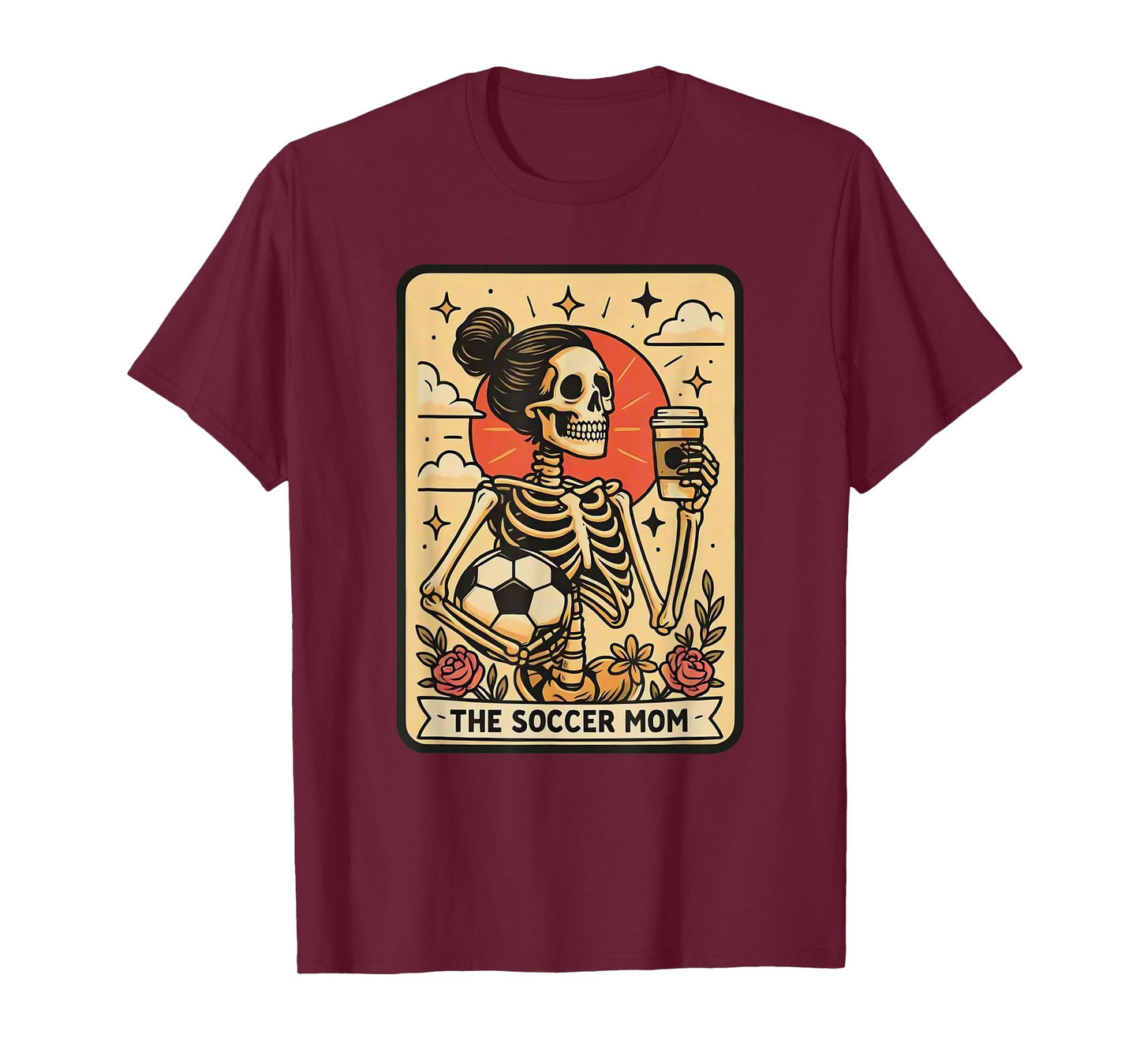 Vintage Funny The Soccer Mom Tarot Card Skeleton Halloween T-Shirt