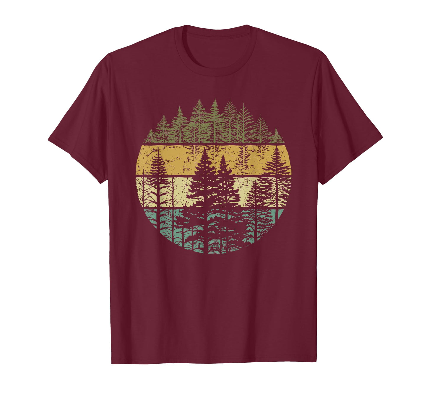 Retro Forest Trees Outdoors Nature Women Men Vintage Graphic T-Shirt