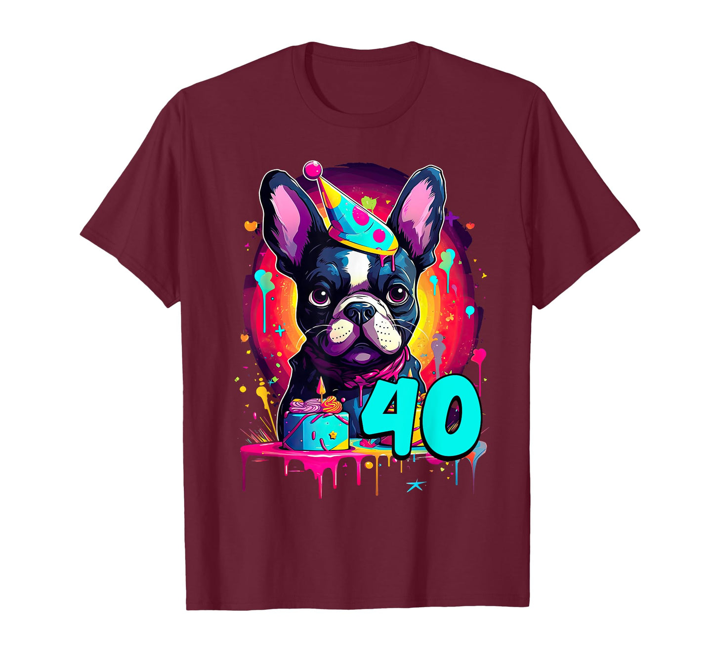 French Bulldog Dog 40th Birthday Themed Party 40 Years Old T-Shirt