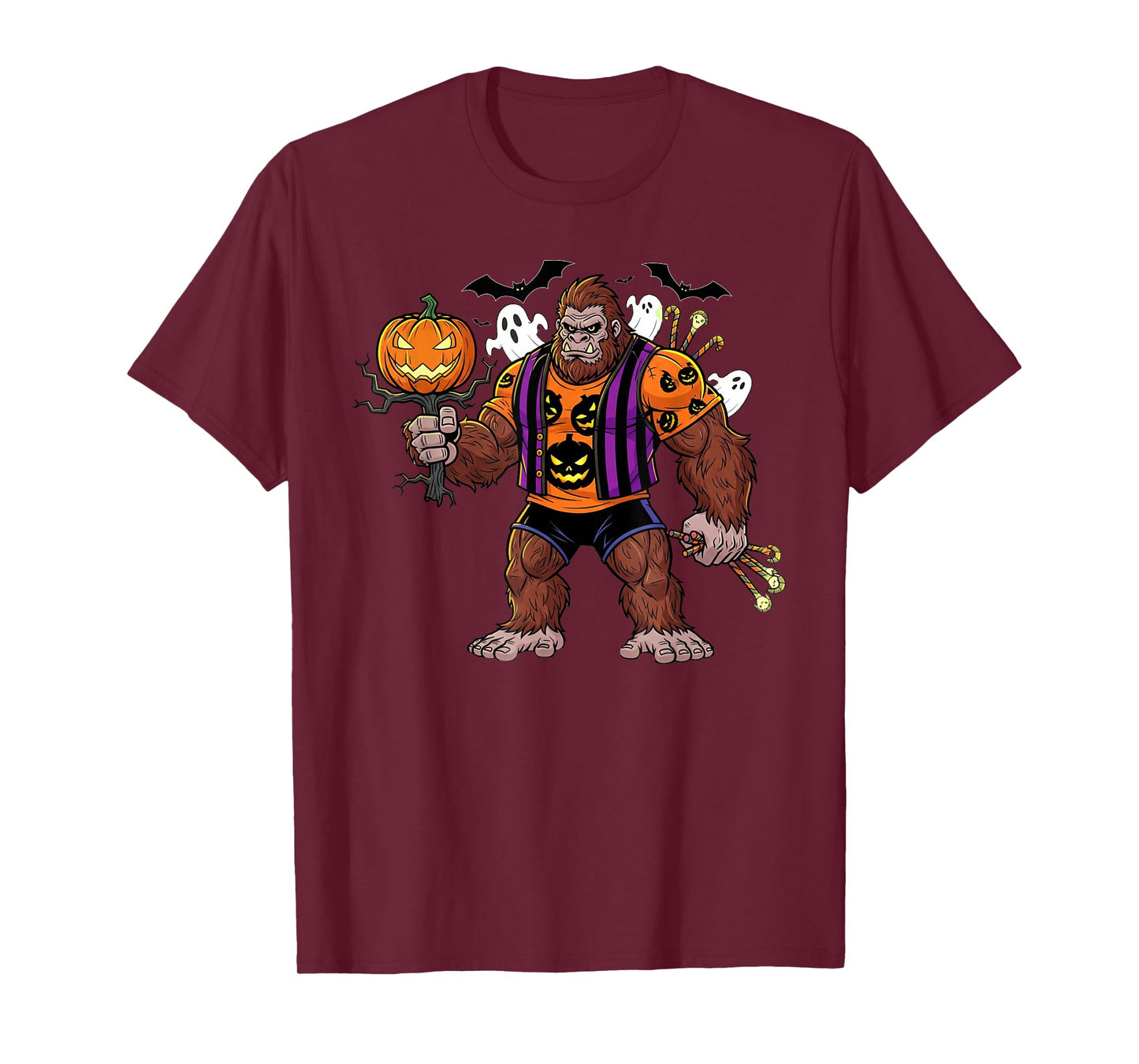 Bigfoot Halloween Sasquatch Pumpkin Ghost Costume Men T-Shirt