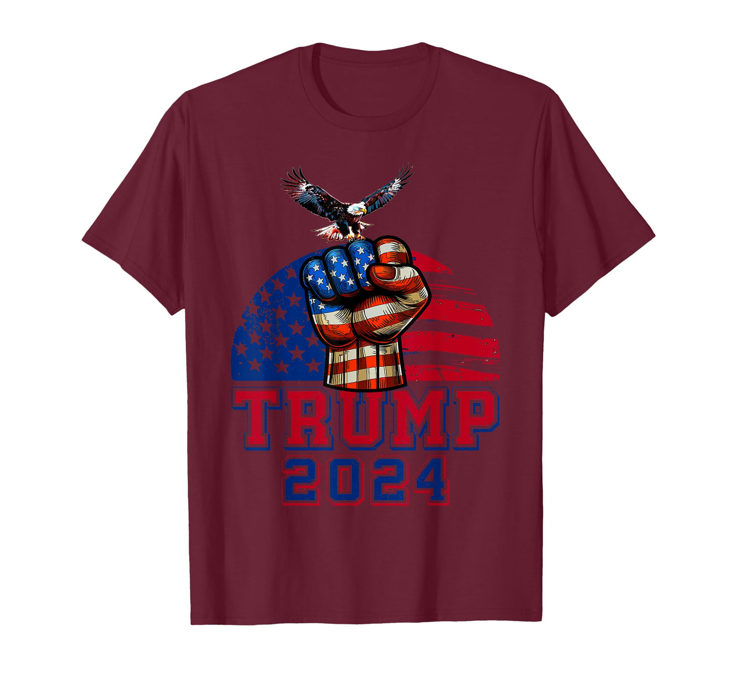 Trump 2024 Red White Blue Patriotic American Flag Eagle T-Shirt