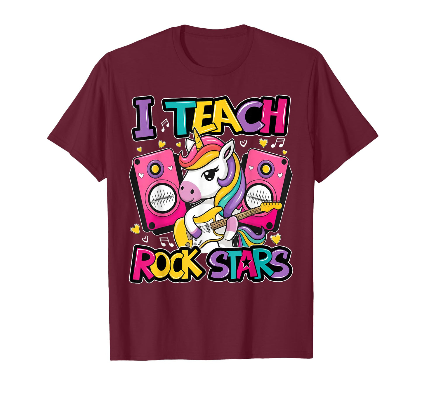 Unicorn Teacher I Teach Rock Stars Guitar Rockin Girls Women T-Shirt
