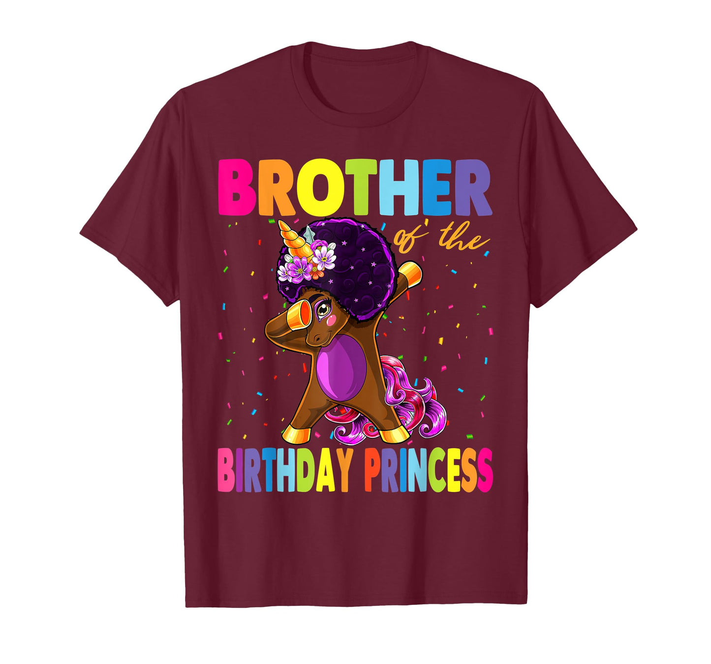 Dabbing Unicorn Afro Brother of the Birthday Princess T-Shirt