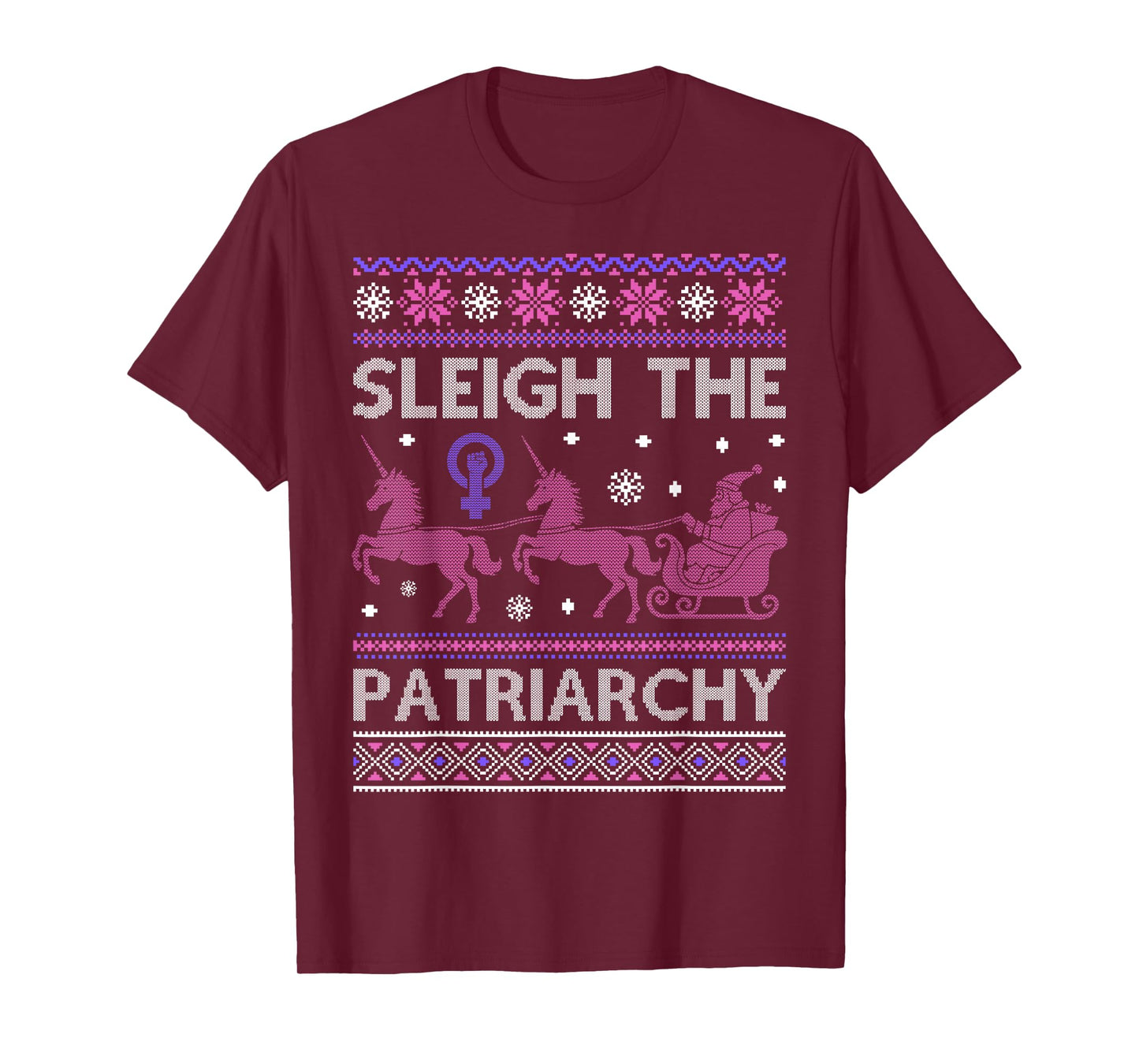 Sleigh The Patriarchy Feminist Unicorn T-Shirt