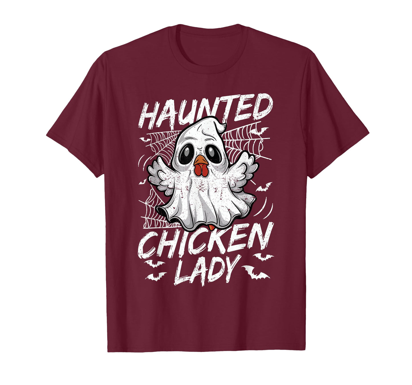 Halloween Chicken Ghost Haunted Chicken Lady Women T-Shirt