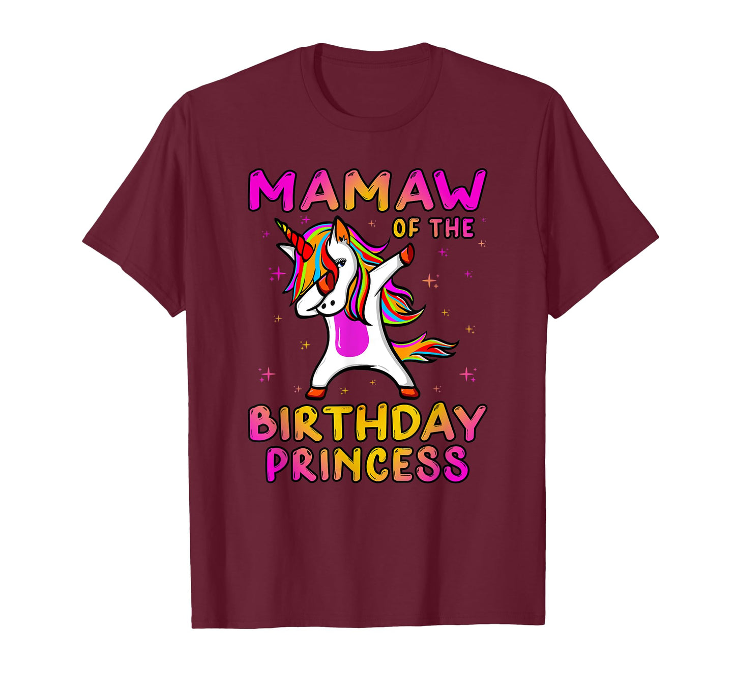 Mamaw Of The Birthday Princess Girl Grandma Dabbing Unicorn T-Shirt