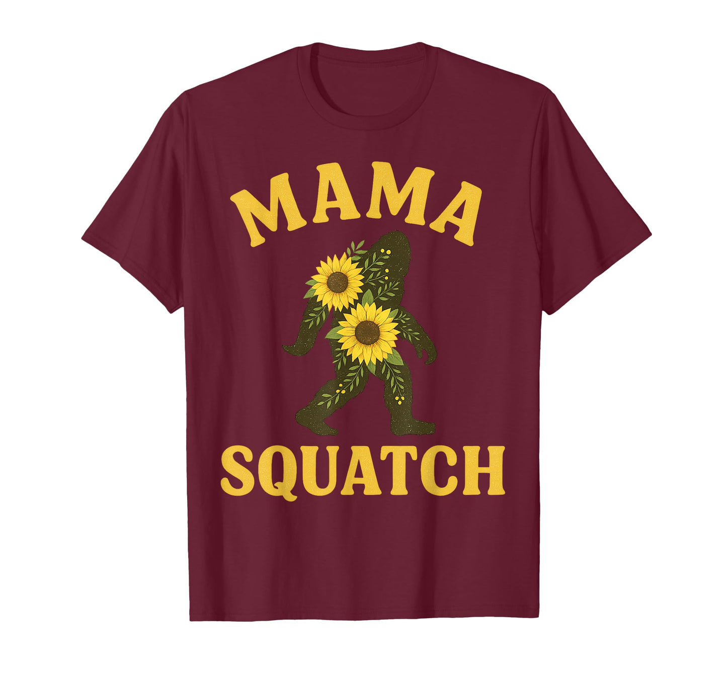 Mama Squatch Sunflower Floral Bigfoot Yeti Family Matching T-Shirt