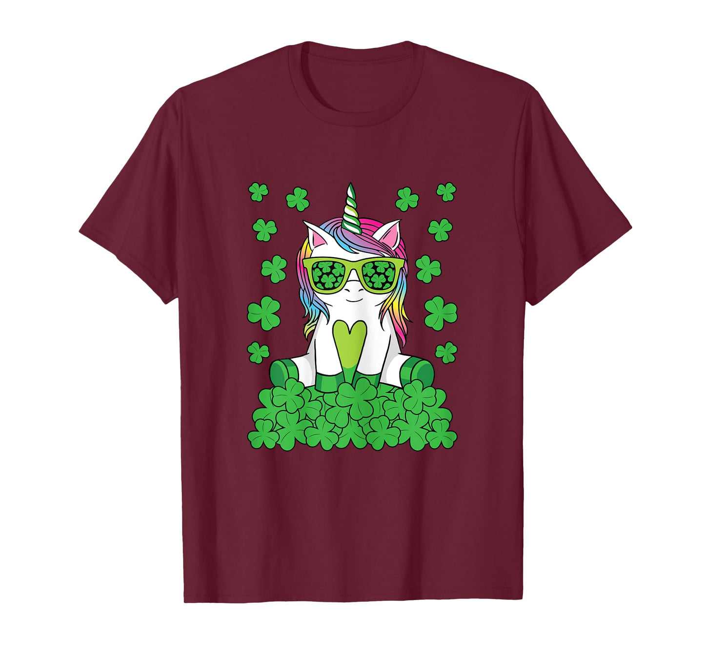 Cute St Patricks Day Unicorn Lepricorn Shamrock Girls Kids T-Shirt
