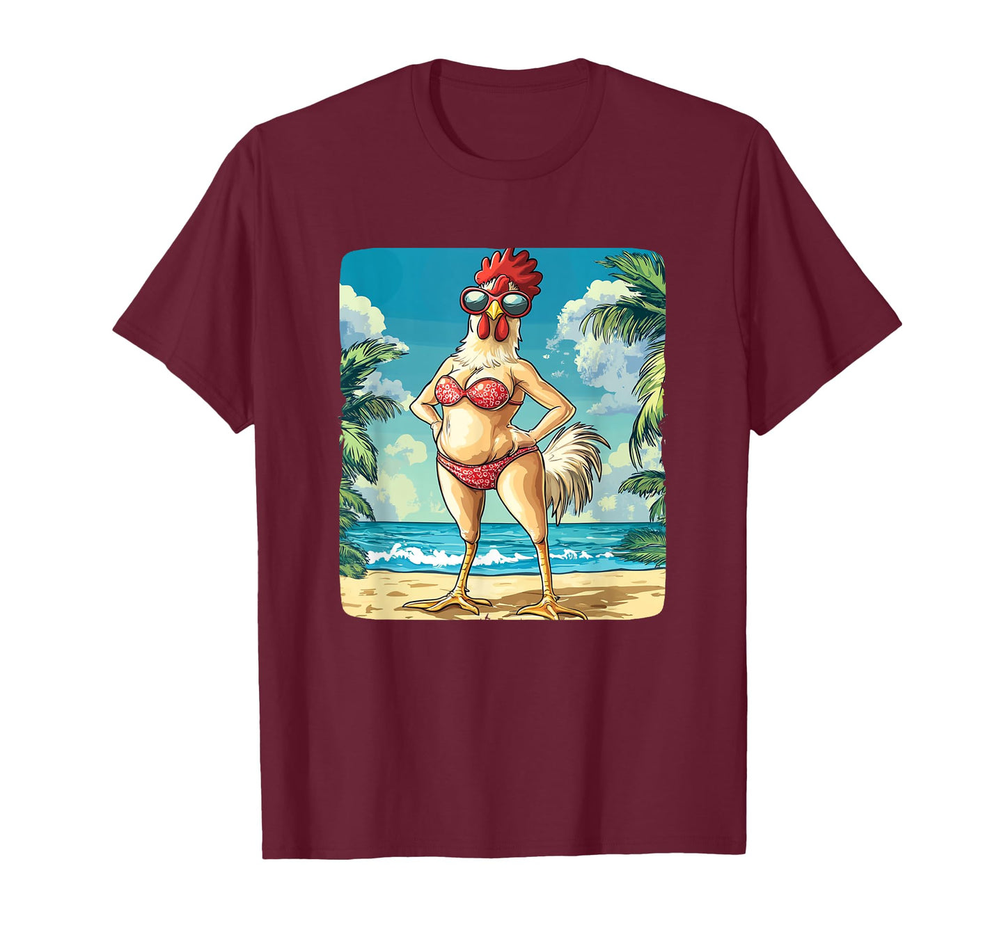 Funny Chicken Woman Costume in Bikini for Beach Lovers T-Shirt