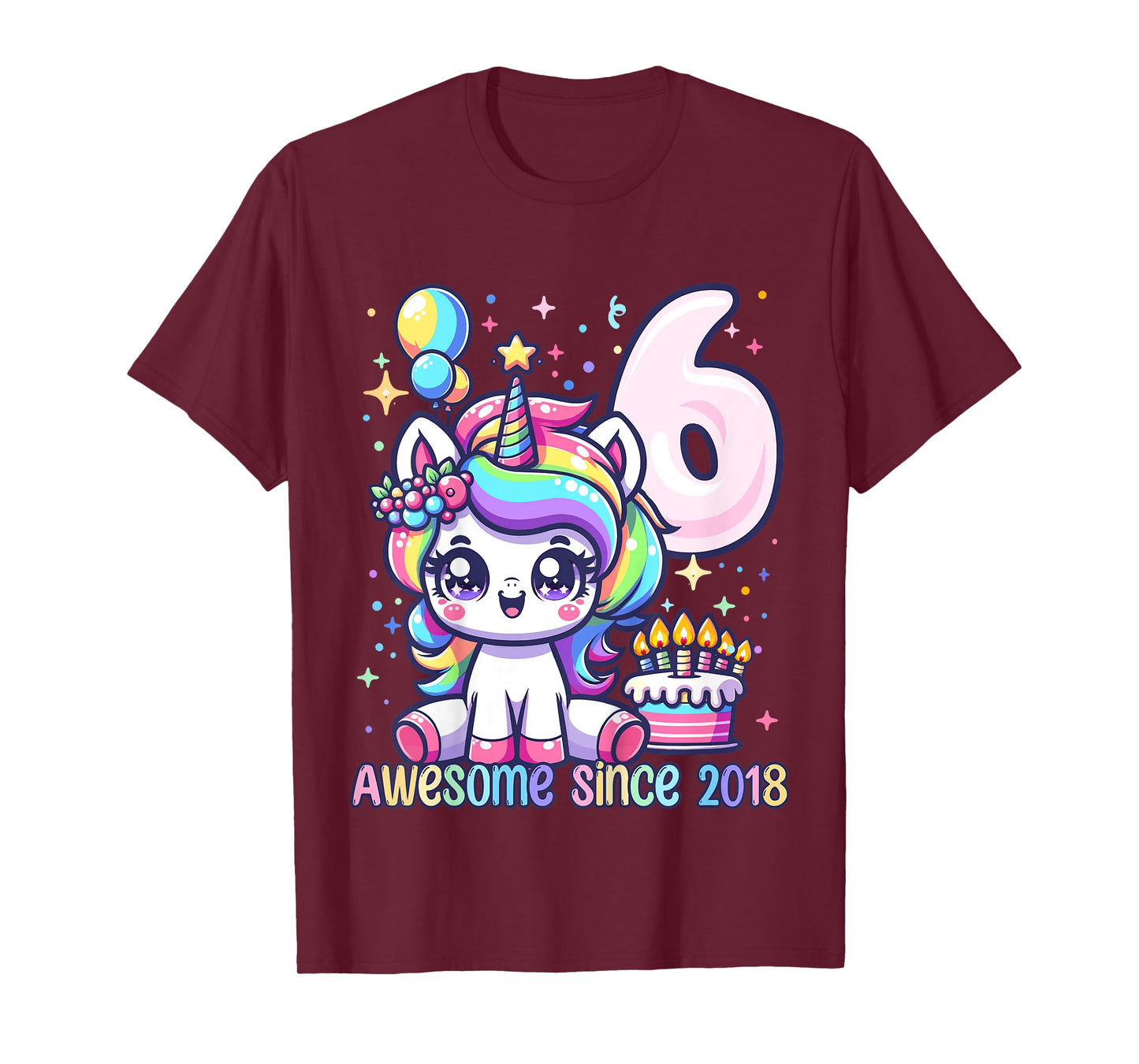 Kids Unicorn 6th Birthday 6 Year Old Unicorn Party Girls Outfit T-Shirt