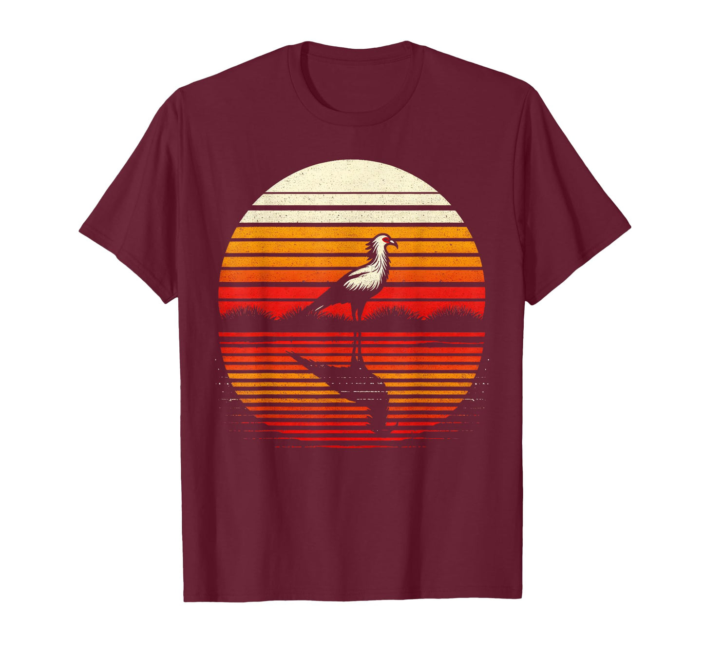 Secretary Bird Sunset Retro Style Safari Vintage 70s T-Shirt