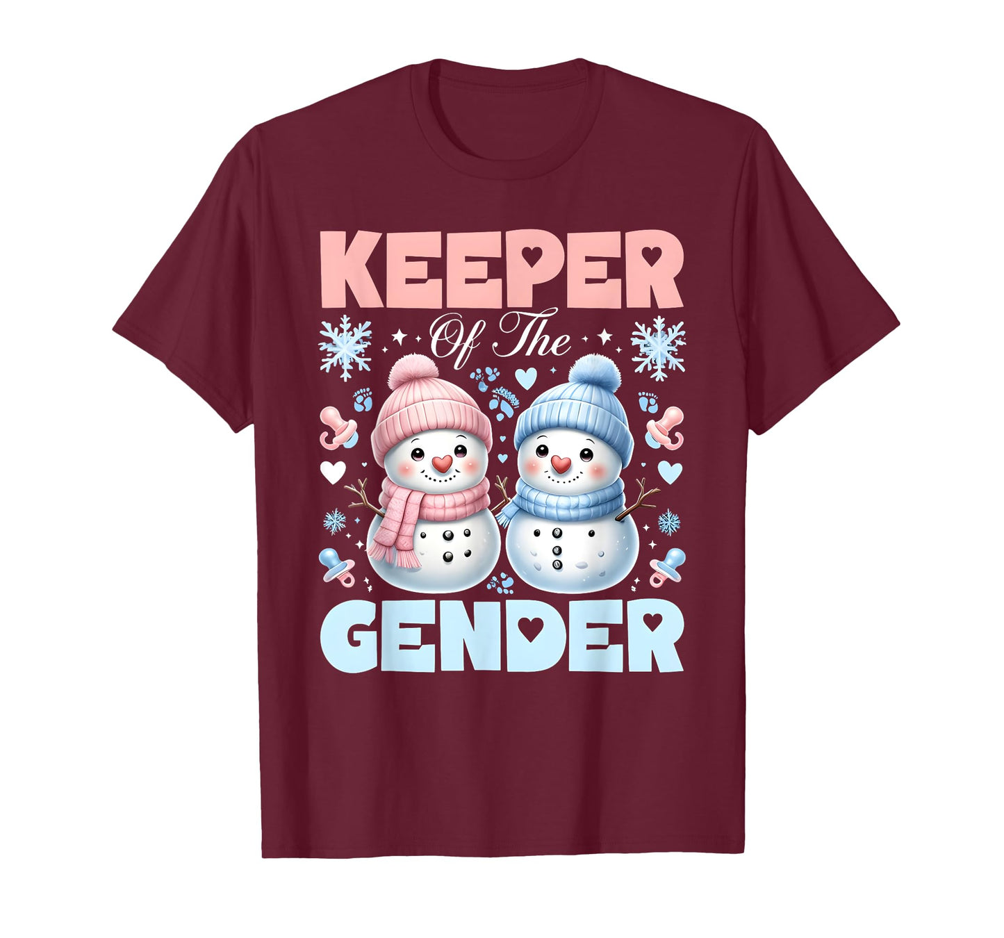 Keeper Of The Gender Reveal Baby Shower Snowman Christmas T-Shirt