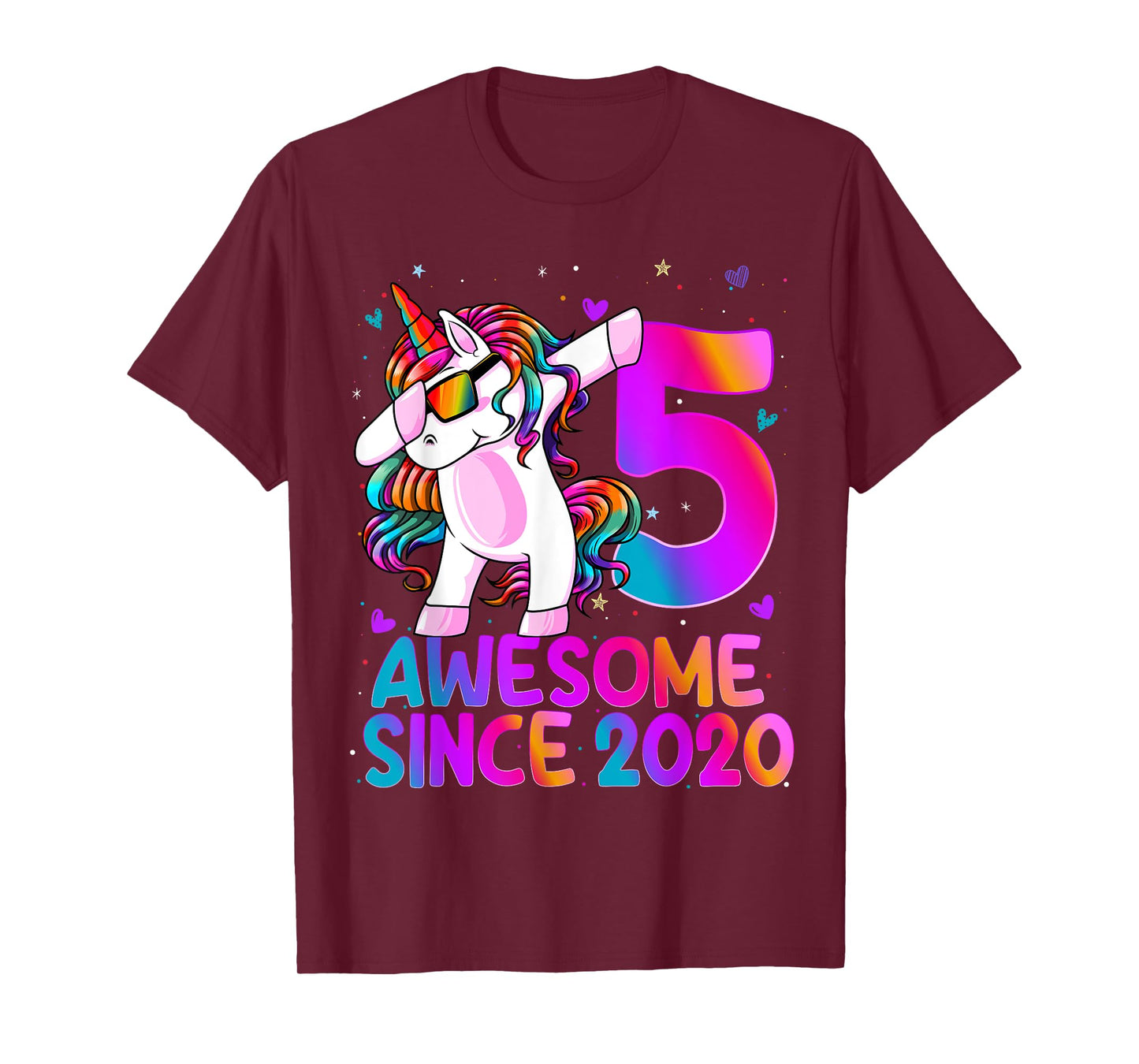 Dabbing Unicorn 5 Year Old 5th Birthday Girl Unicorn Party T-Shirt