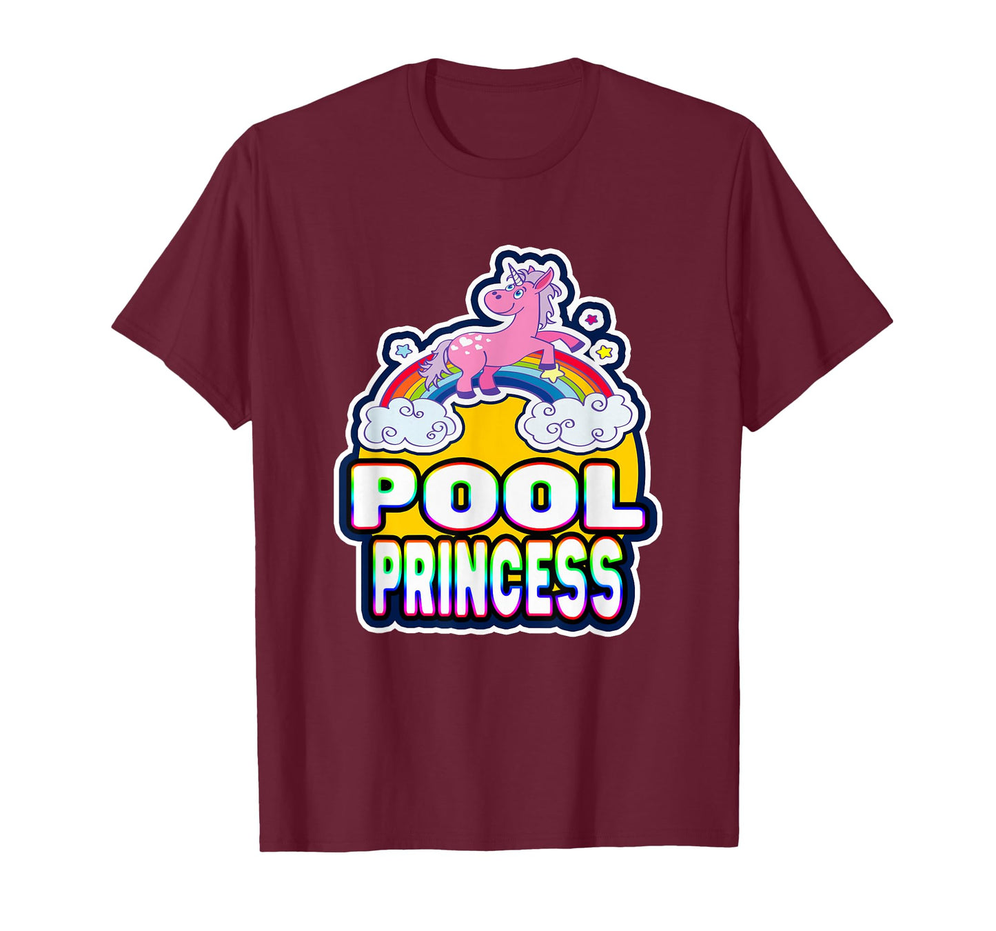 Pool Princess Retro Cute Rainbow Unicorn Swim Party T-Shirt T-Shirt