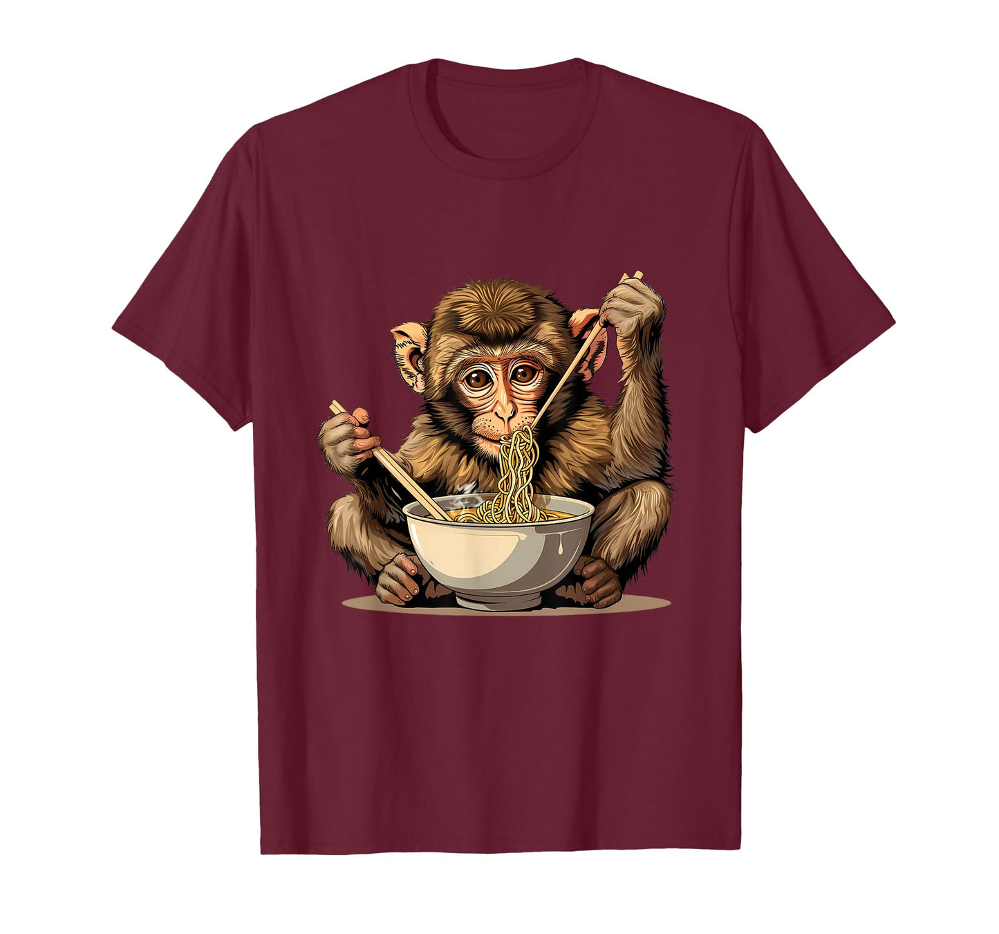 Cute Monkey Eating Ramen Monkey Noodle Art Japanese Noodles T-Shirt