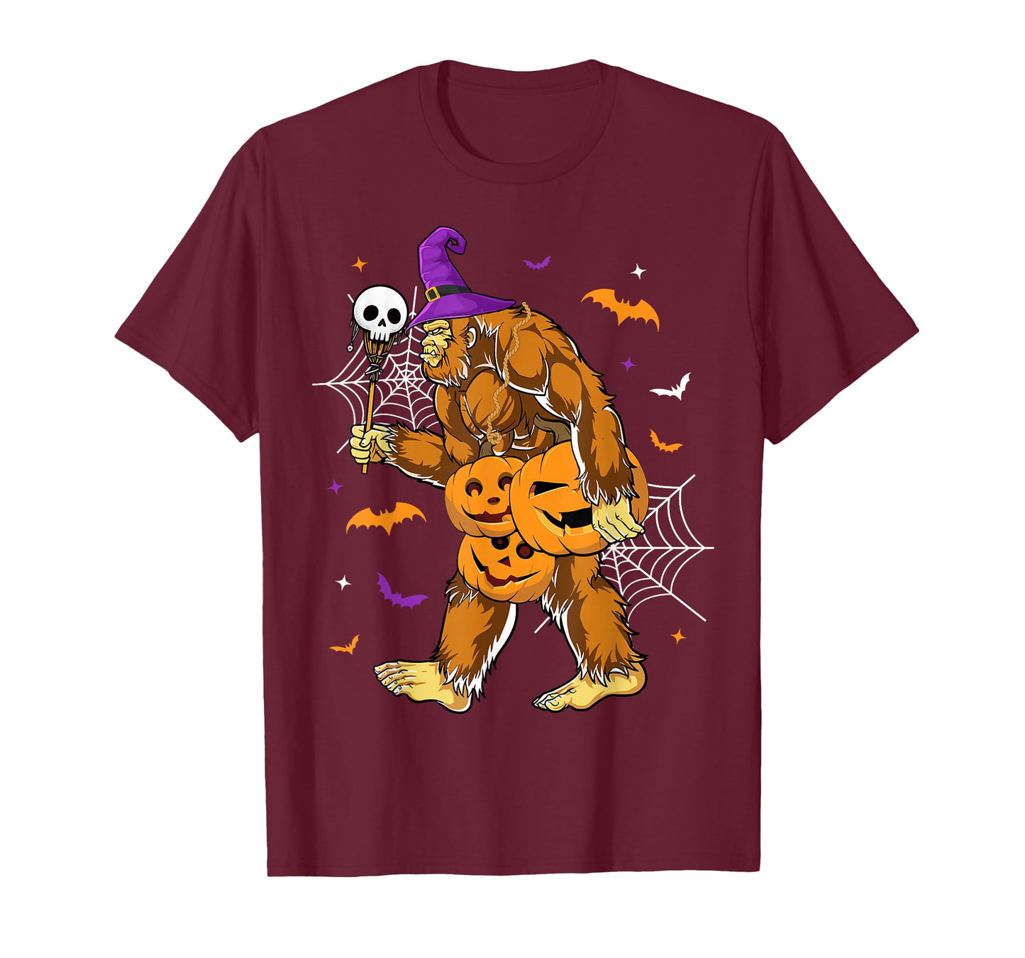 Spooky Bigfoot Halloween Pumpkin Funny Halloween Sasquatch T-Shirt