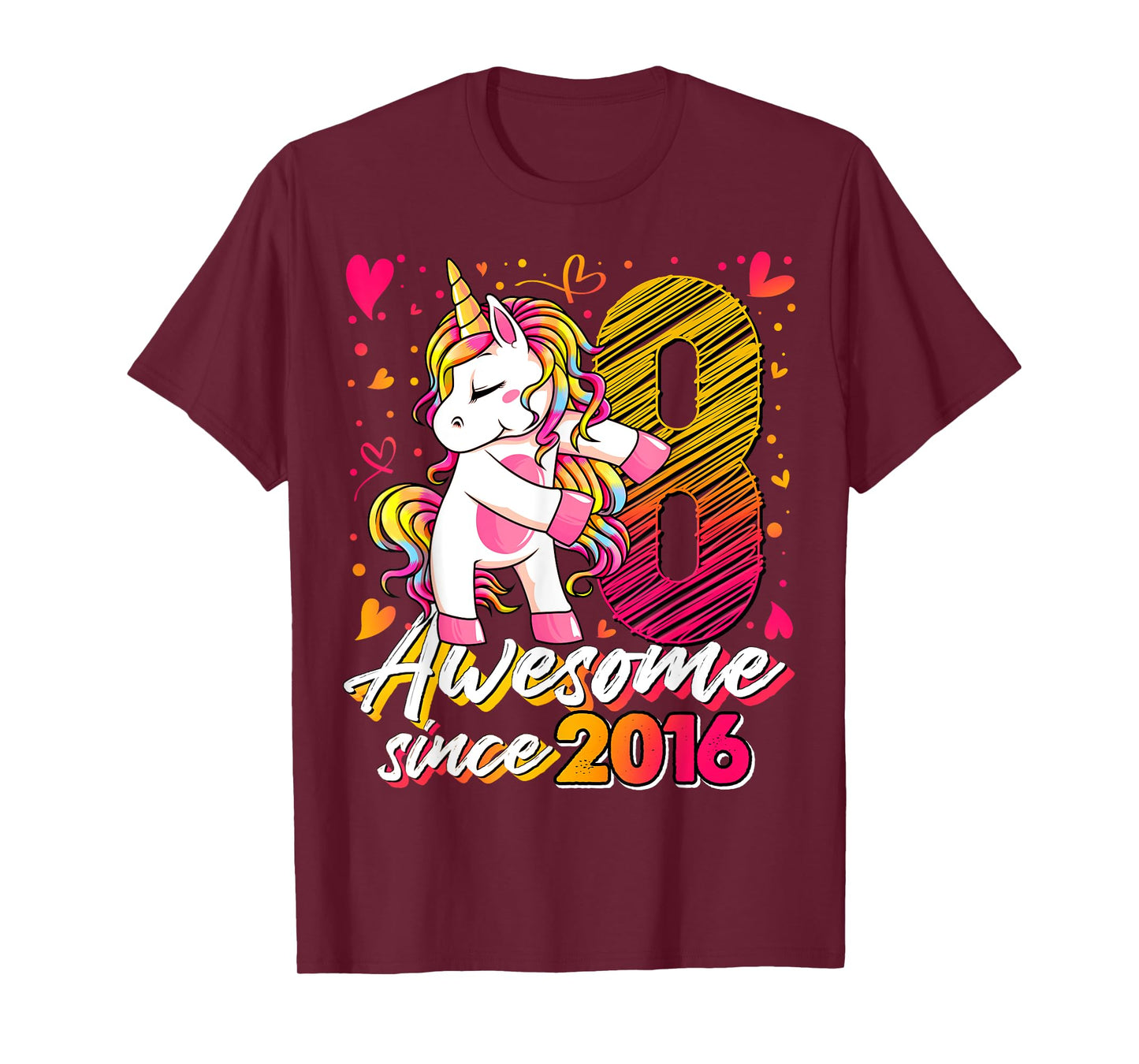 8 Years Old Flossing Unicorn Gifts 8th Birthday Girl Party T-Shirt