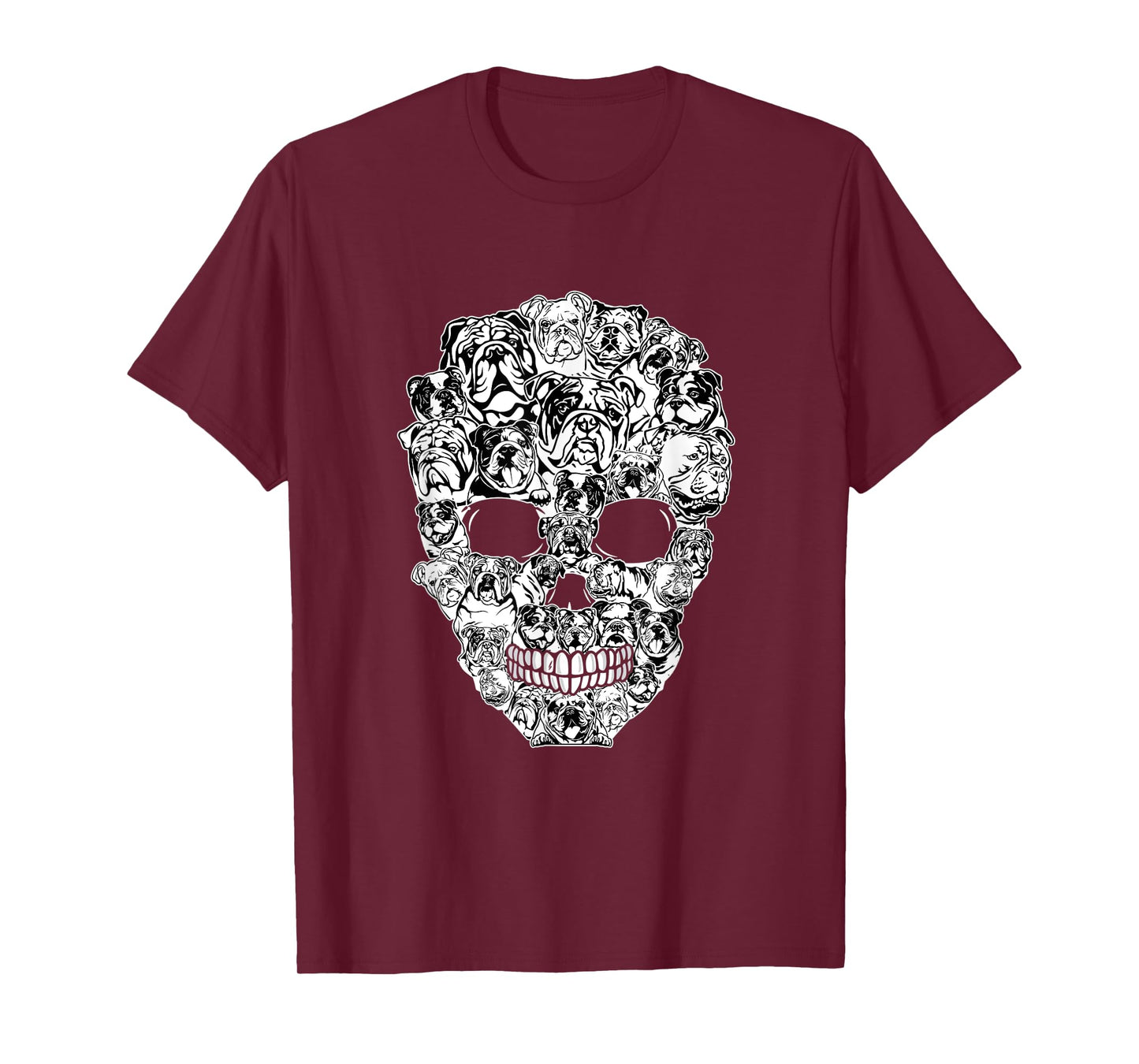 Funny English Bulldog Skull Dog Skeleton Halloween Men Women Kids T-Shirt