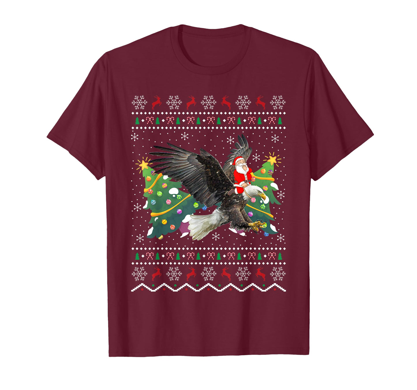 Eagle Lover Gift Ugly Santa Riding Eagle Christmas T-Shirt