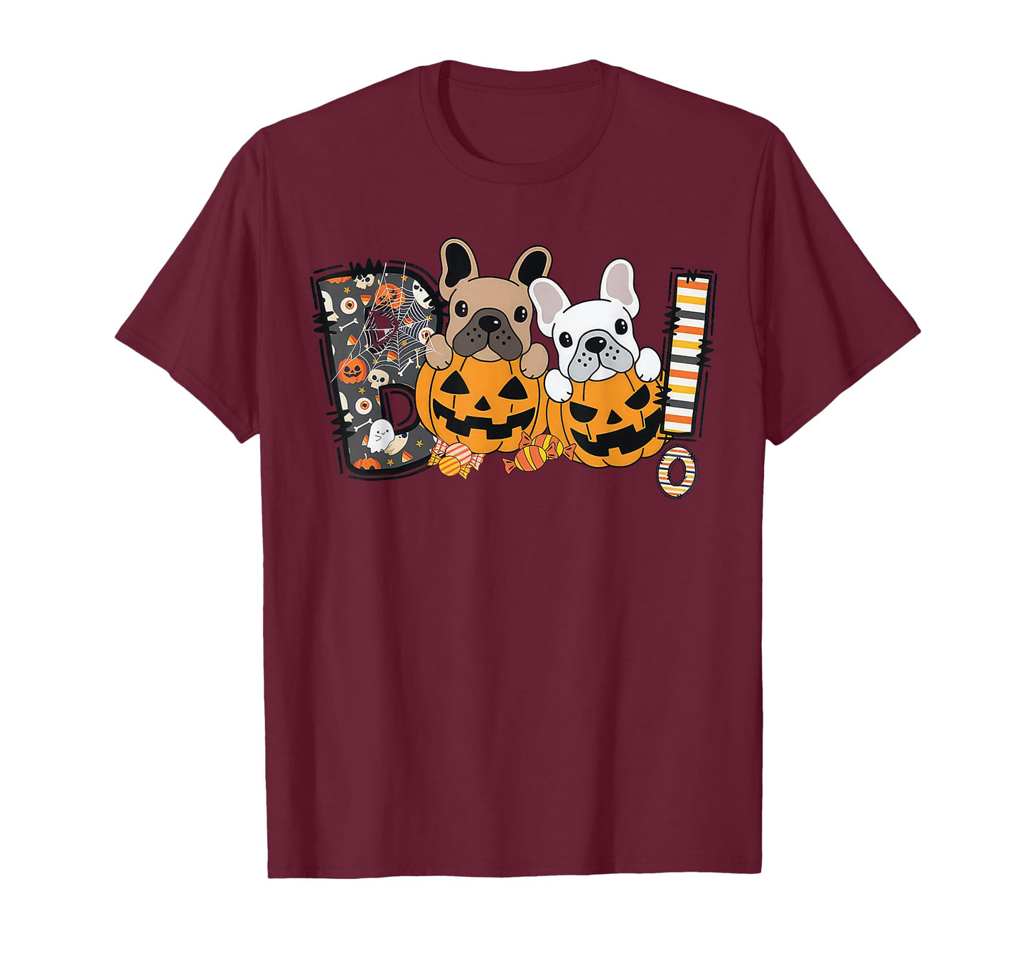 Boo French Bulldog Pumpkin Candy Dog Puppy Halloween Costume T-Shirt