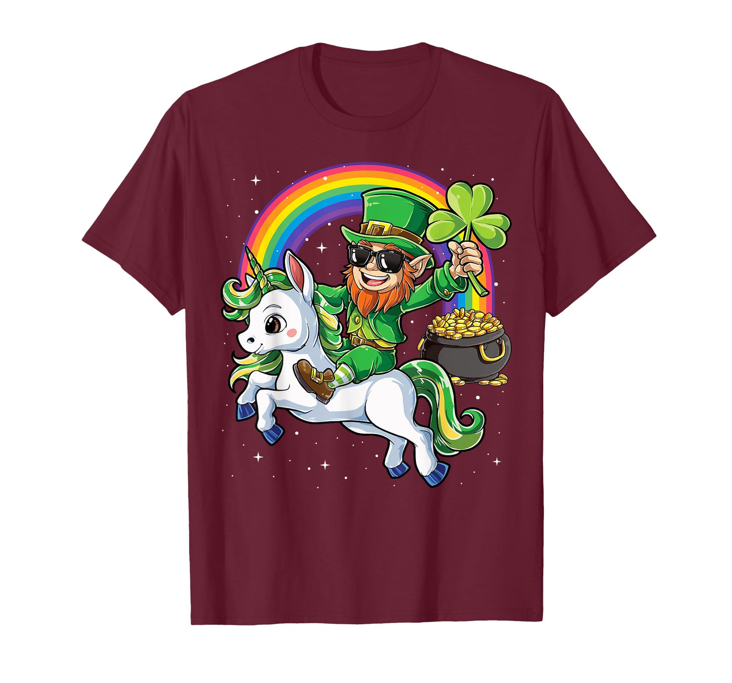 Unicorn St Patricks Day Girls Women Leprechaun Shamrock T-Shirt
