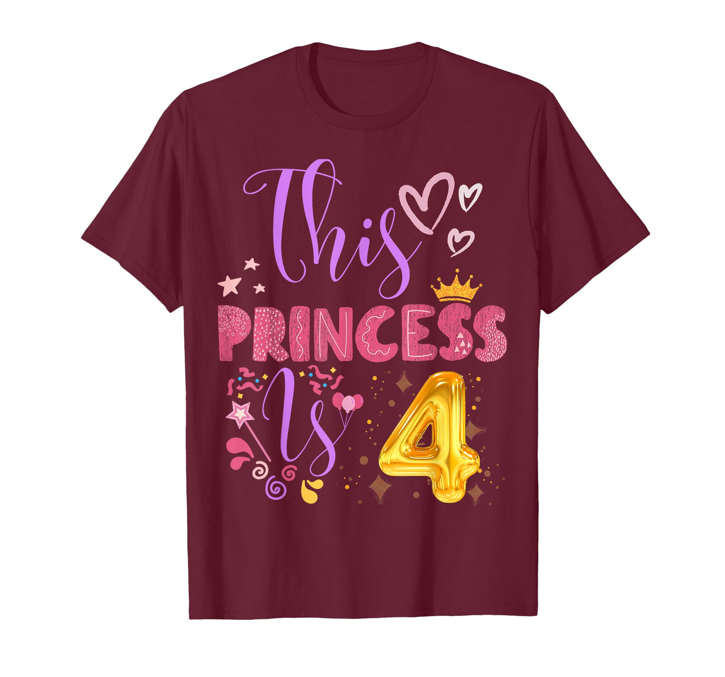 Birthday Girl This Princess Is 4 Year Old Girl B-Day T-Shirt