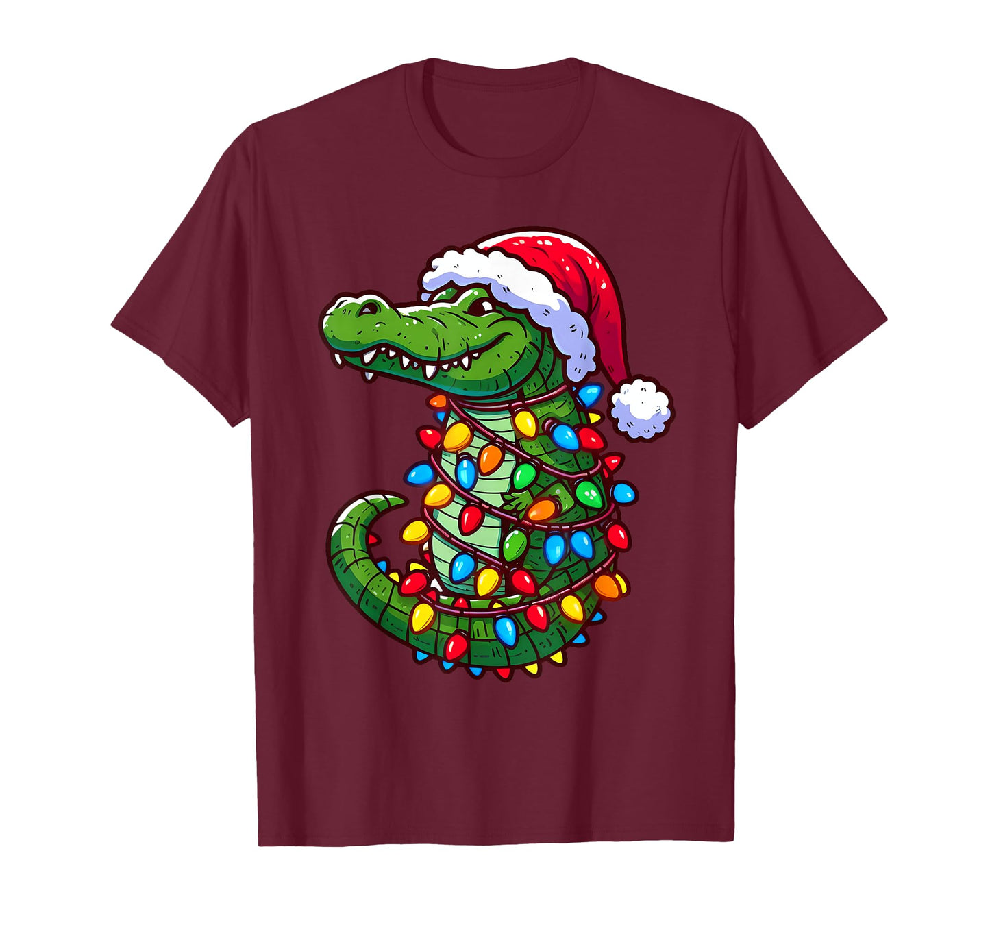Funny Alligator Santa Hat Christmas Pajama Toddler Boys Kids T-Shirt