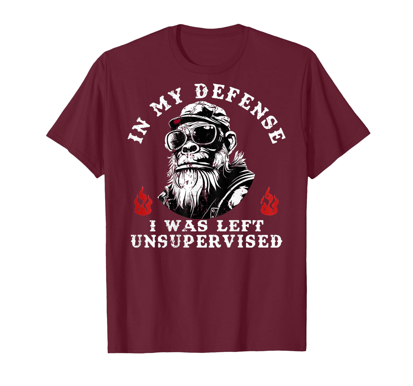 Funny Monkey In My Defense I Was Left Unsupervised (On Back) T-Shirt