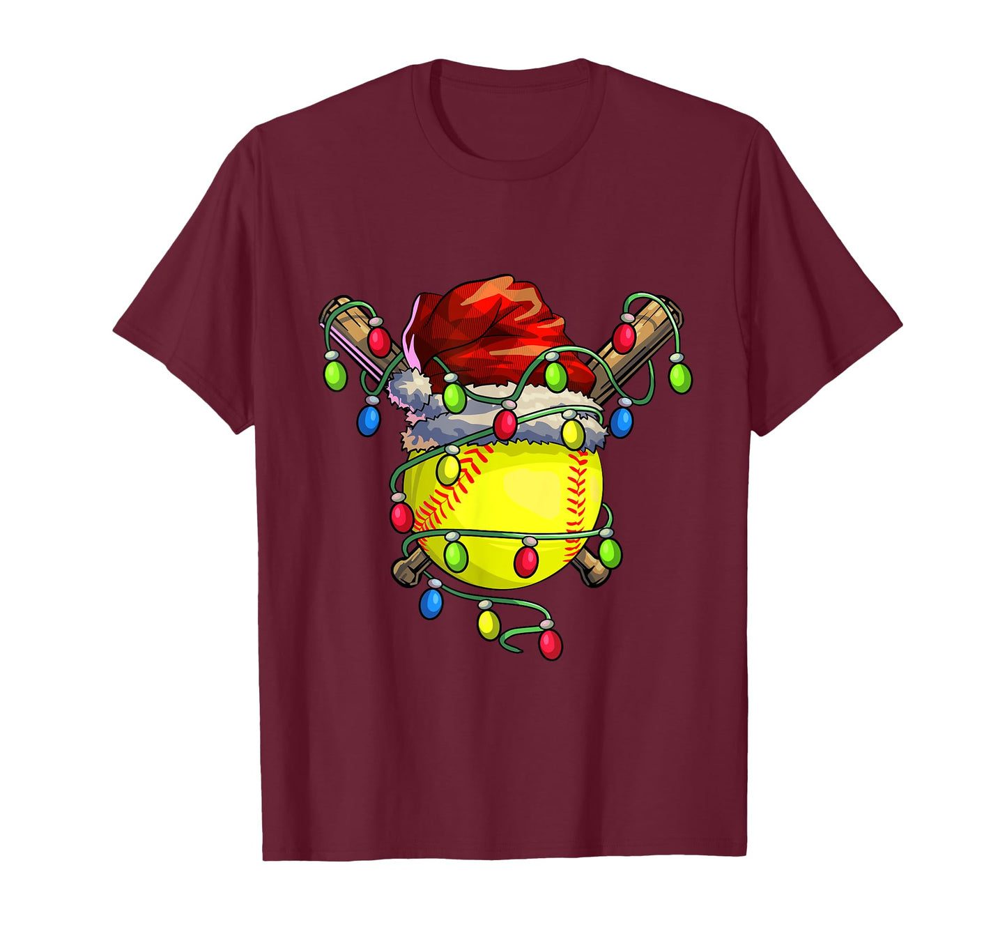 Christmas Softball Xmas Christmas Lights Softball Player T-Shirt
