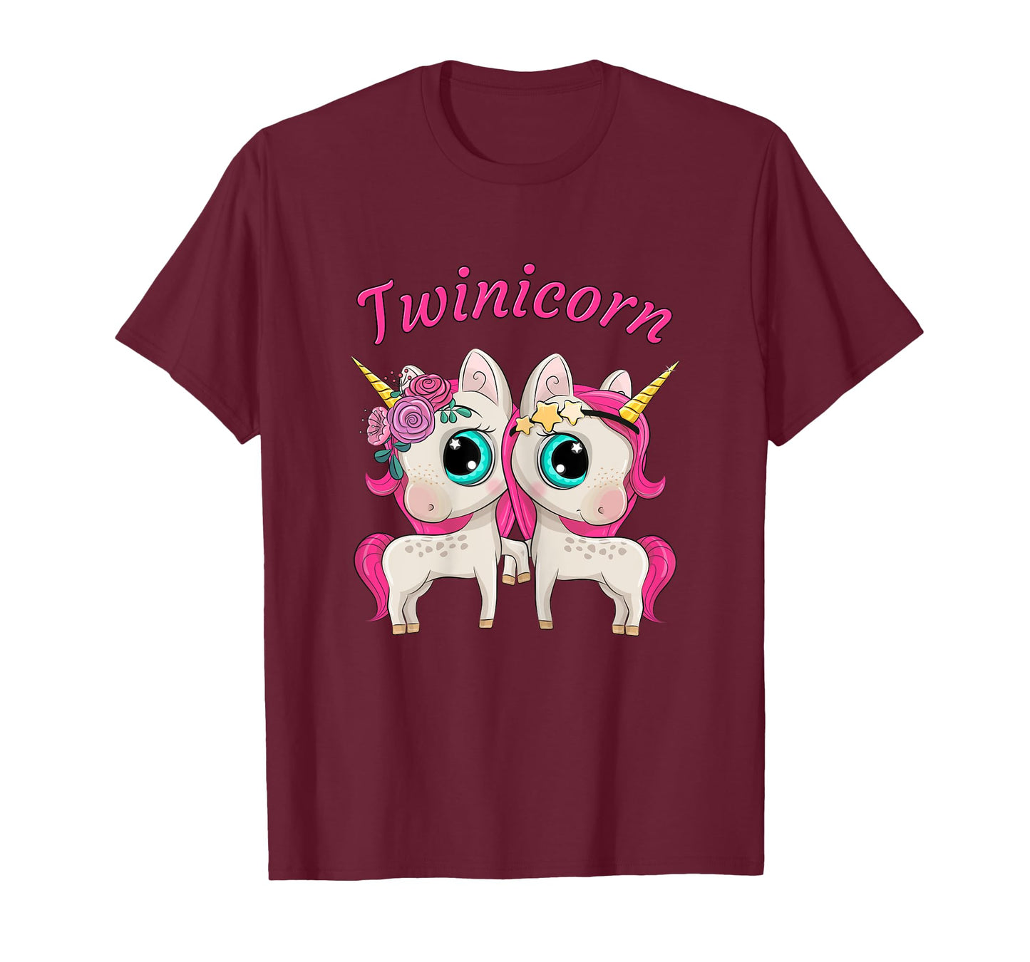Twin Girls Twinicorn Women & Kids Sisters Cartoon Unicorns T-Shirt