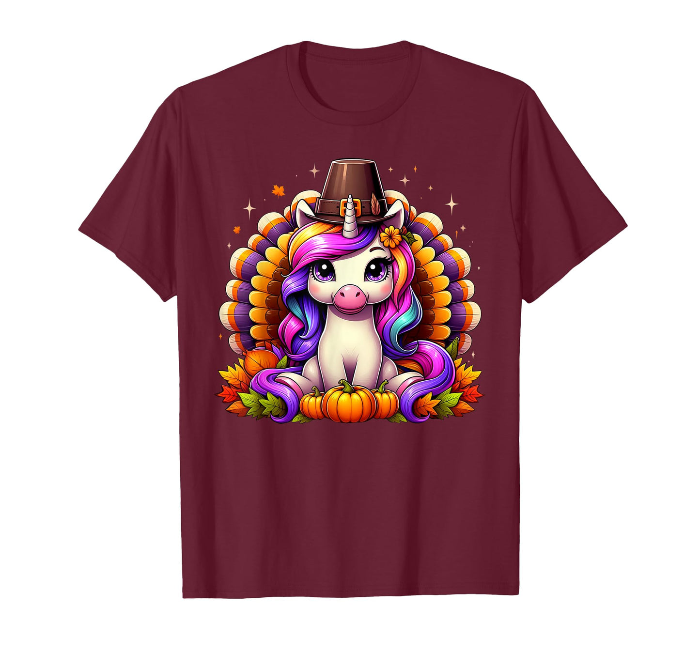Happy Thanksgiving Toddler Turkey Cute Unicorn Girls Kids T-Shirt