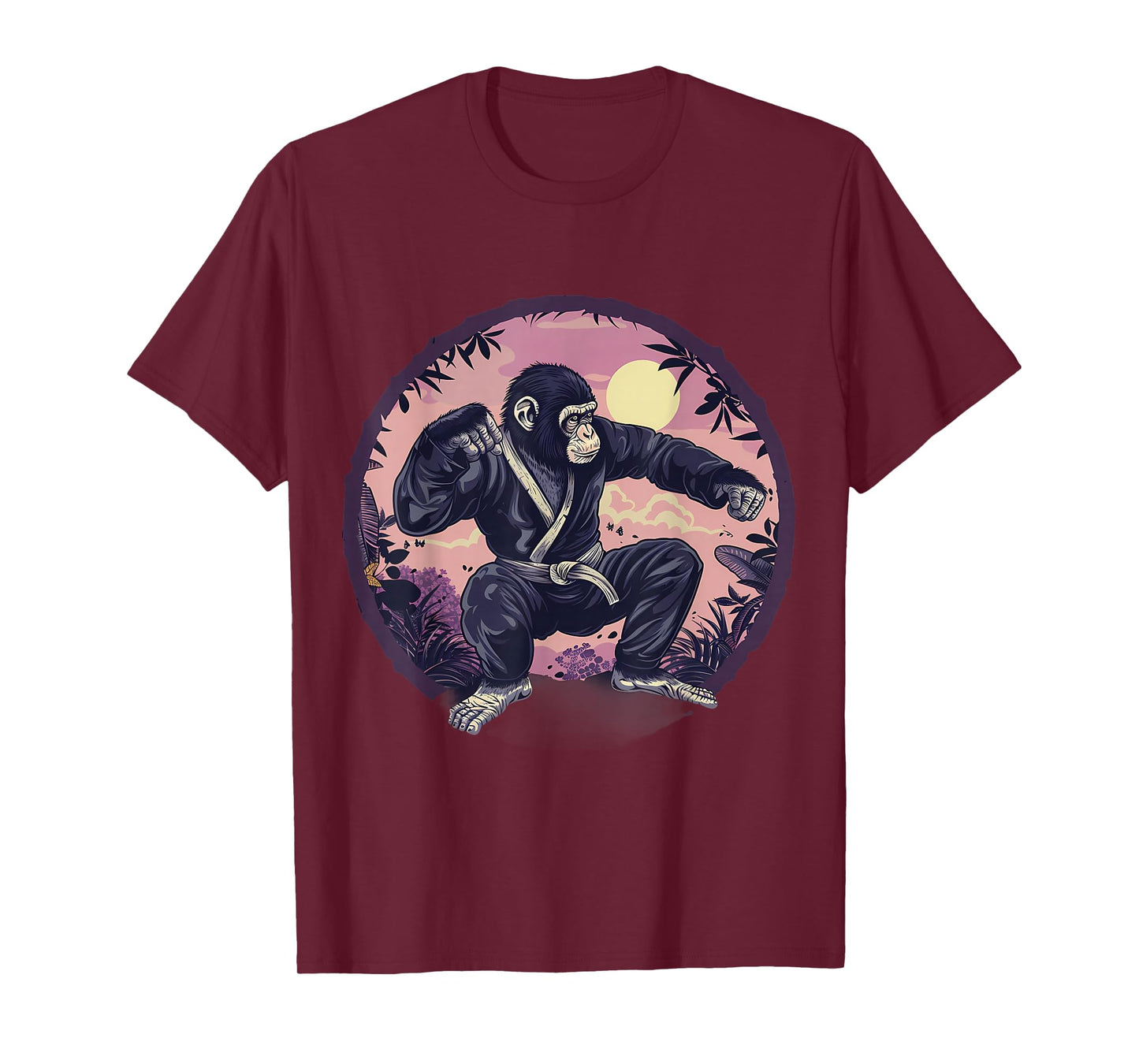 Karate Monkey Nature Moon MMA Kickboxing Monkey Lover T-Shirt