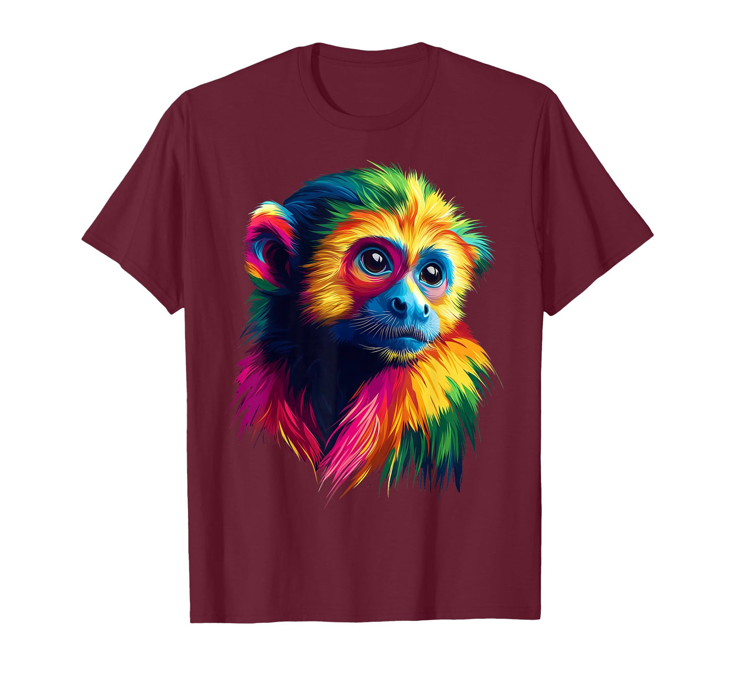 Colorful Capuchin Monkey Cute Rainforest Jungle Animal Black T-Shirt