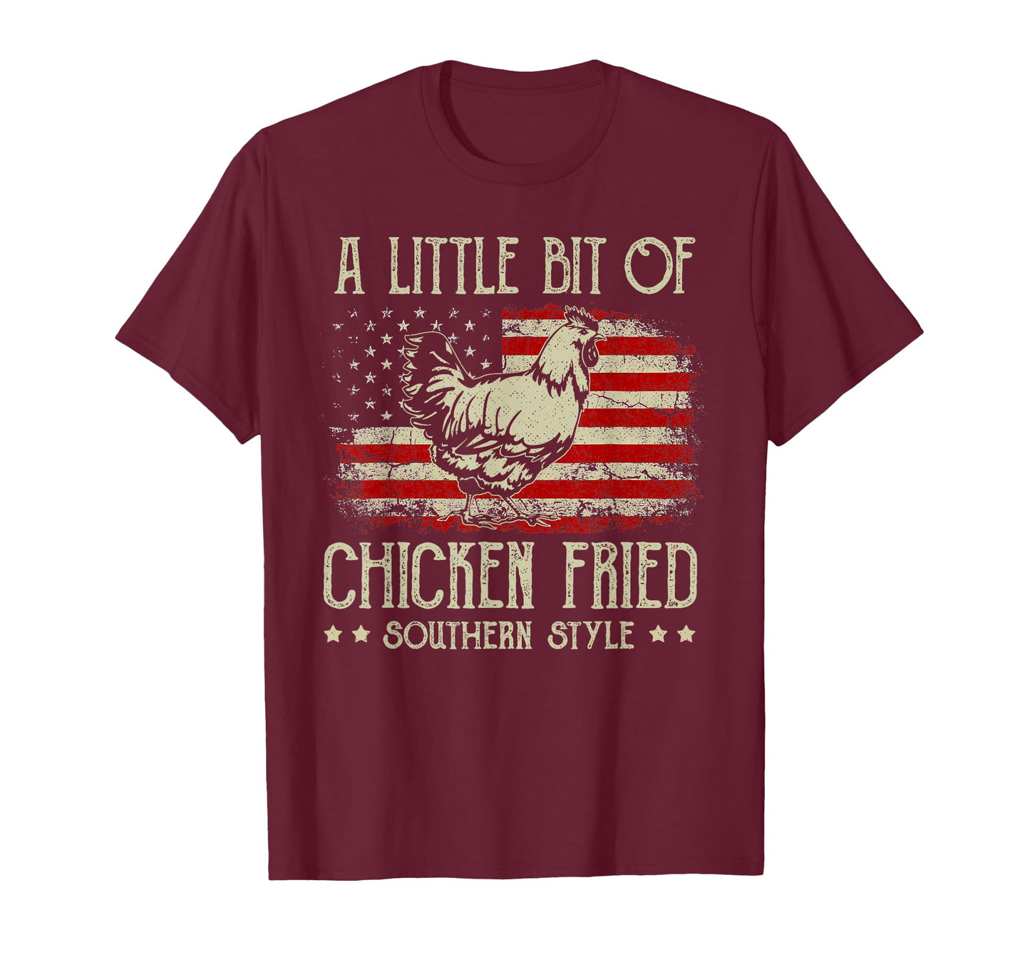 A Little Bit of Chicken Fried Southern Style Vintage US Flag T-Shirt