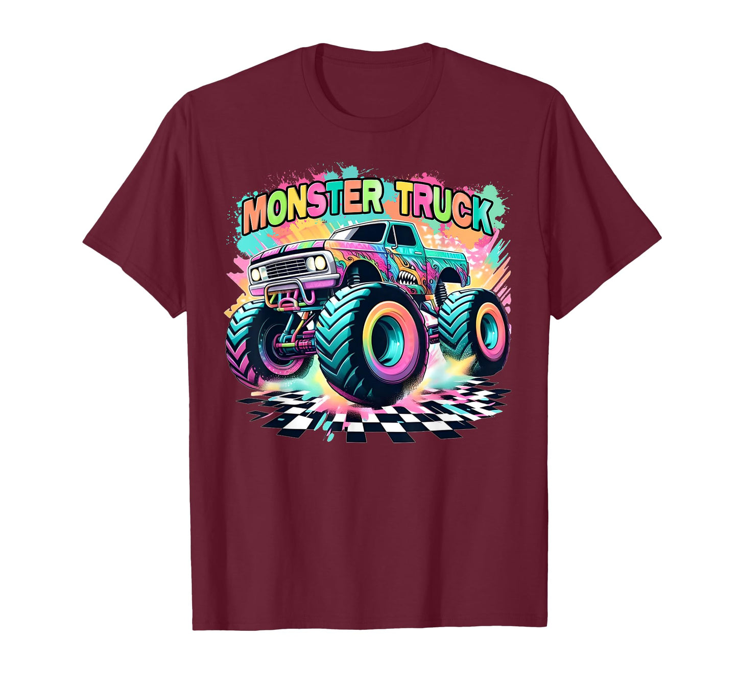 Monster Truck Colorful Birthday Party Retro Trucks Car Lover T-Shirt