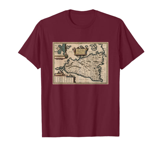 Sicily Italy Map T Shirt T-Shirt
