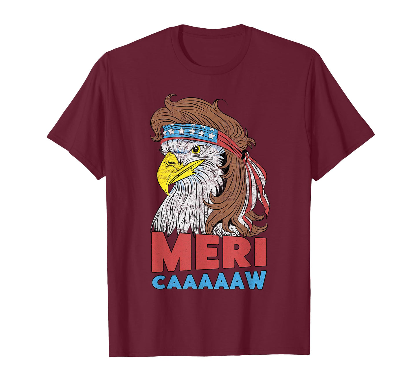 meri-caaaaaw - Eagle Mullet 4th Of July USA American Flag T-Shirt