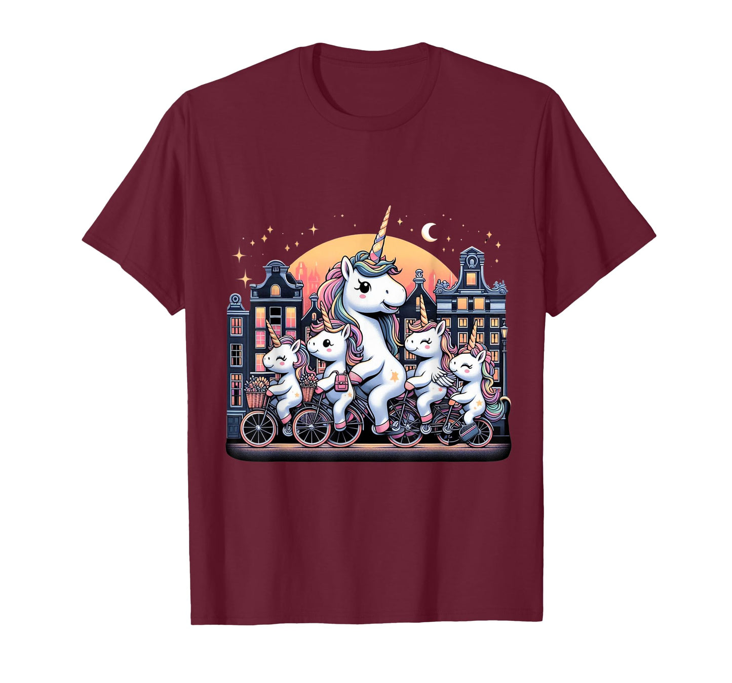 Unicorn Bicycle Amsterdam Netherlands Boys Girls Women Kids T-Shirt