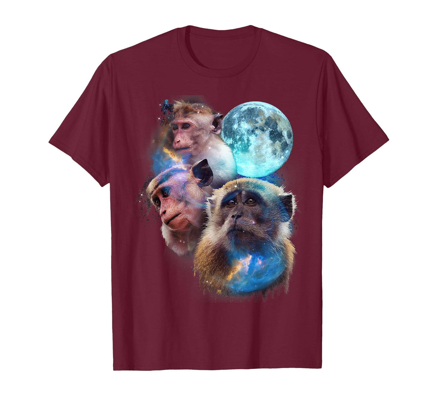 3 Moon Monkey Art Funny Ape Primate Animal Lovers Graphic T-Shirt