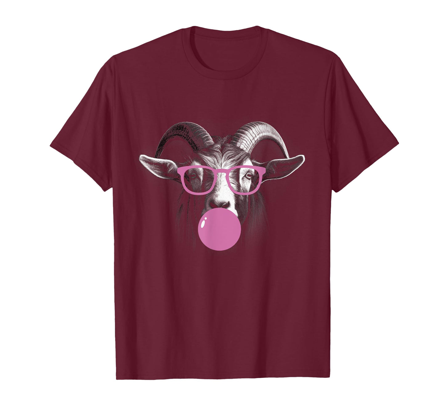 Cool Goat Face Eating Gum And Makes A Bubble Tee Cute Goat T-Shirt