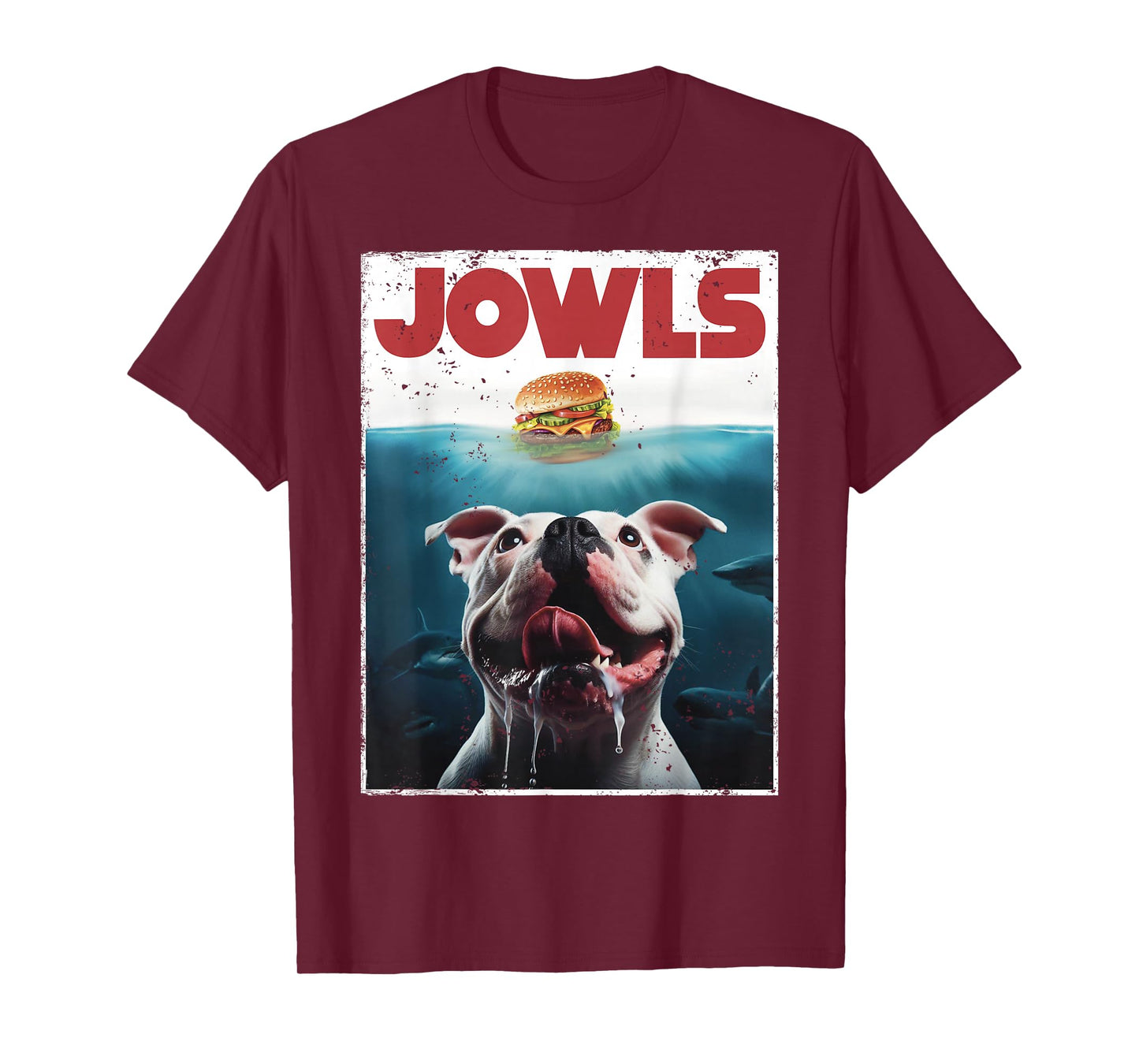 Funny American Bulldog Jowls Burger Bully, Dog Mom, Dog Dad T-Shirt