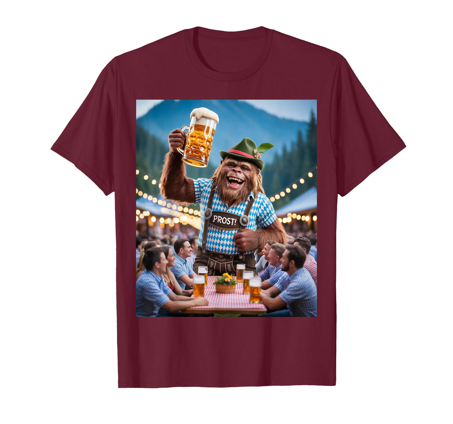 German Bigfoot Sasquatch Lederhosen Funny Oktoberfest 2025 T-Shirt