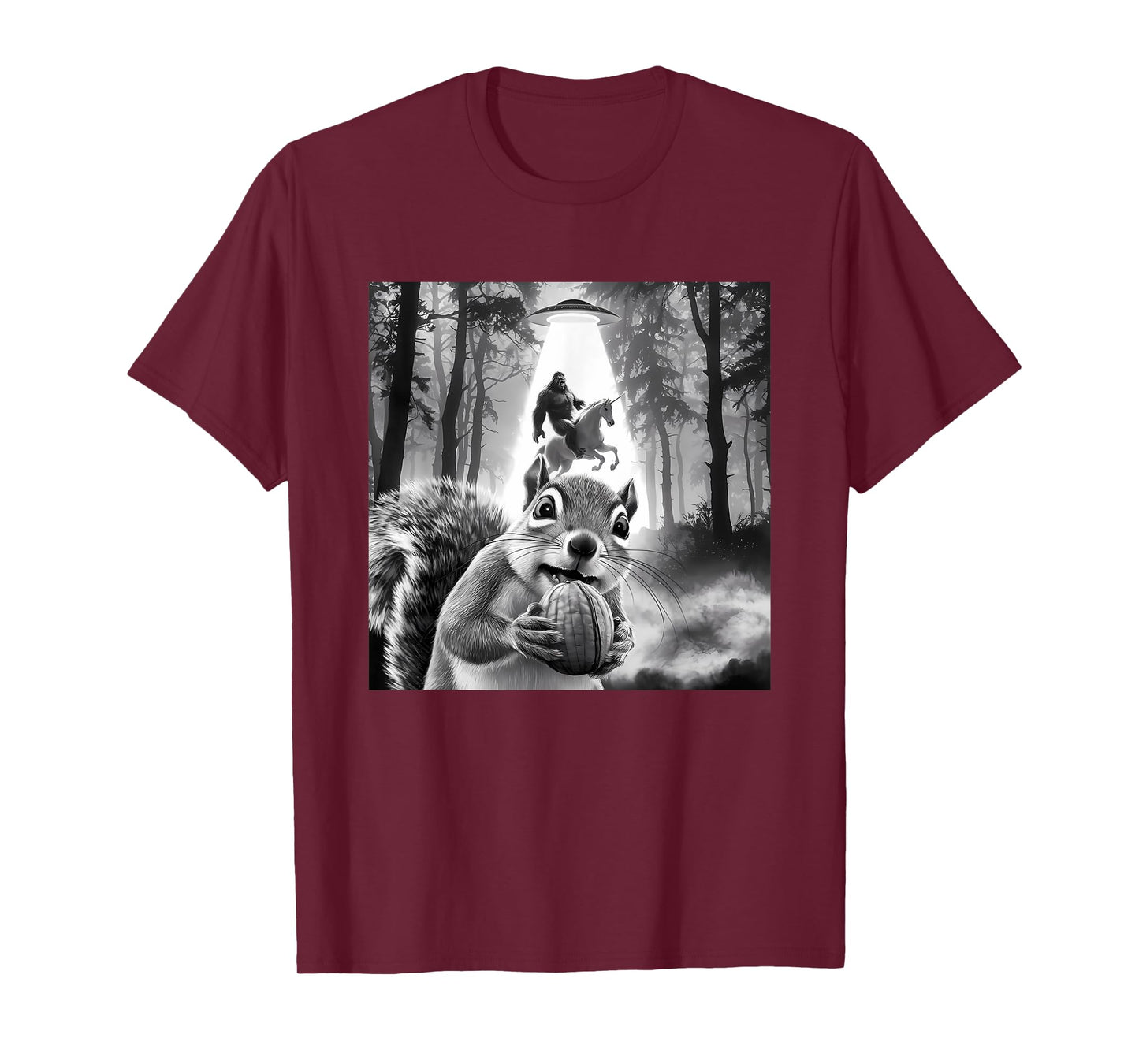 Funny UFO Squirrel Selfie with Bigfoot Unicorn Sasquatch T-Shirt