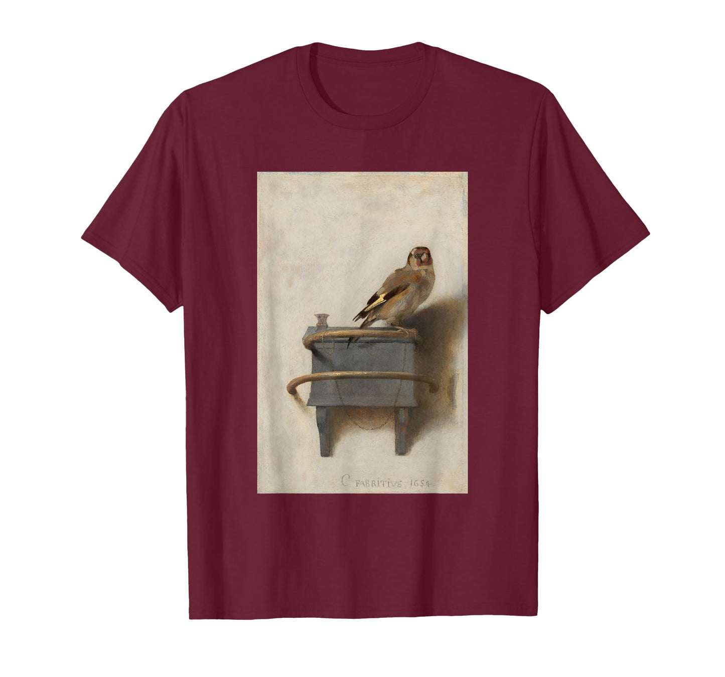 The Goldfinch by Carel Fabritius Bird Painting Fine Art T-Shirt