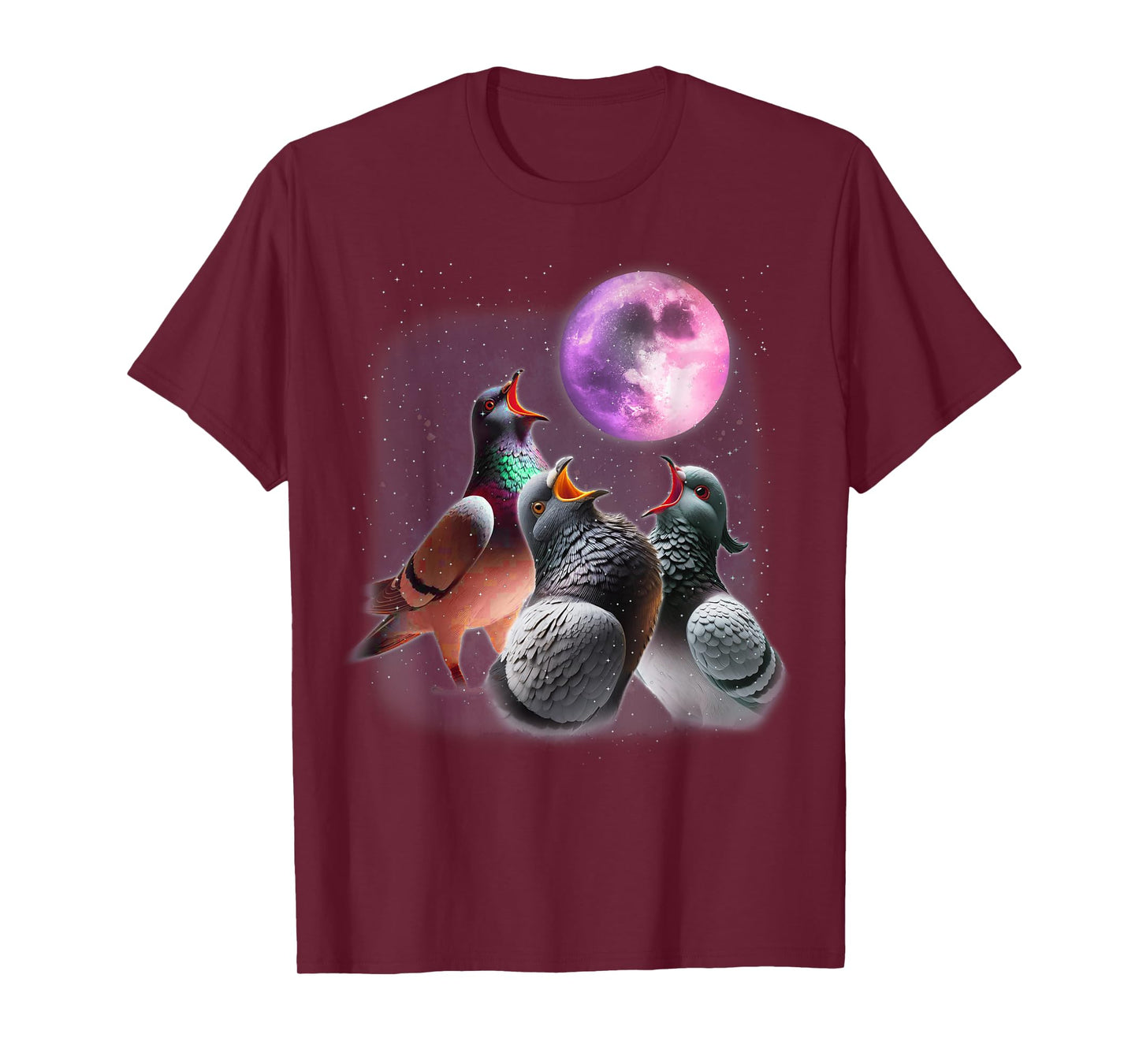 3 Pigeons Howling At The Moon Funny Pigeon Bird Lover Birder T-Shirt